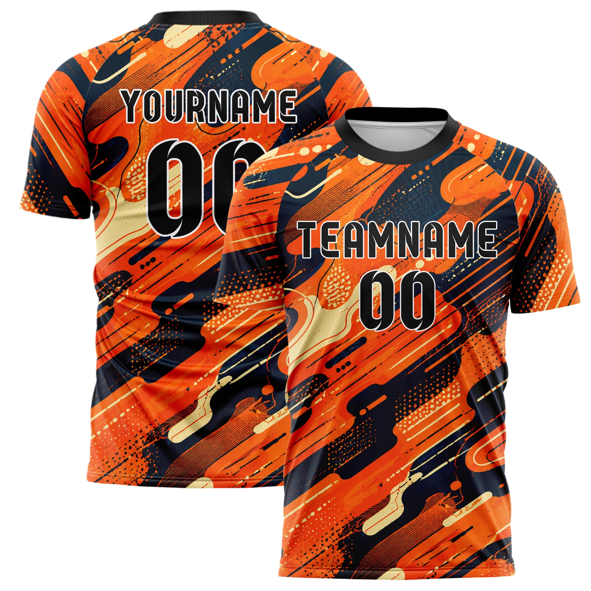 Bay Orange lebendiges abstrakte Linien Organic Blobs Outline Design 12-0156 individuelles Fußballtrikot main