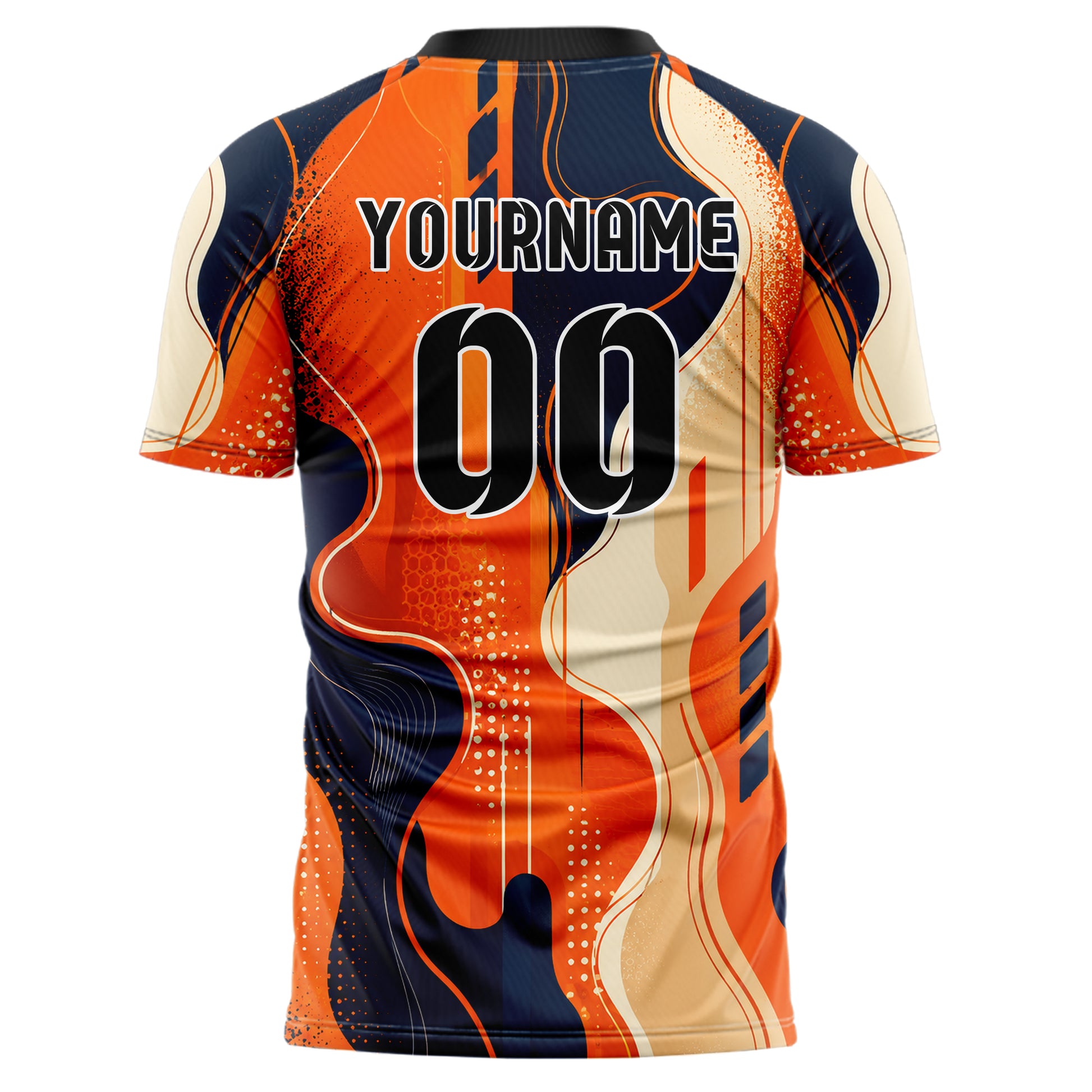 Bay Orange lebendiges abstrakte Linien Organic Blobs Outline Design 12-0420 individuelles Fußballtrikot back