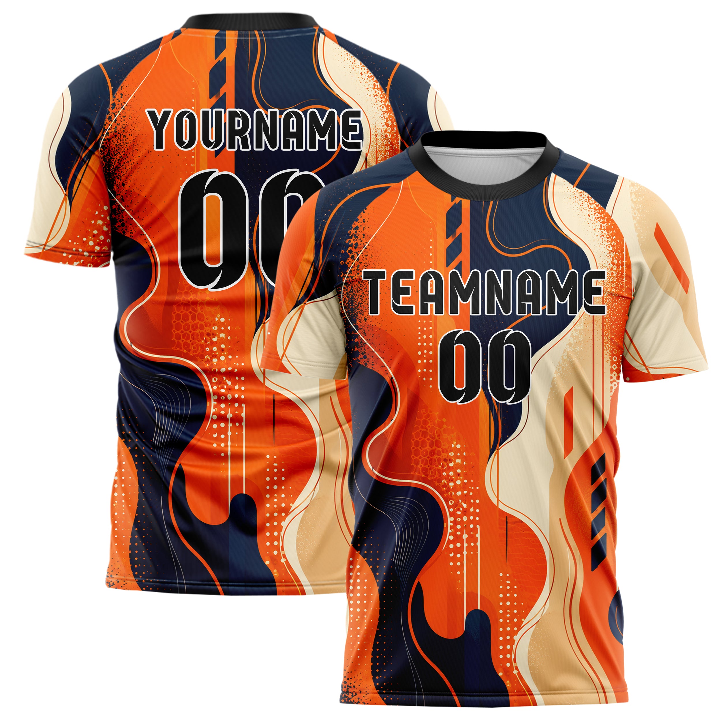 Bay Orange lebendiges abstrakte Linien Organic Blobs Outline Design 12-0420 individuelles Fußballtrikot main