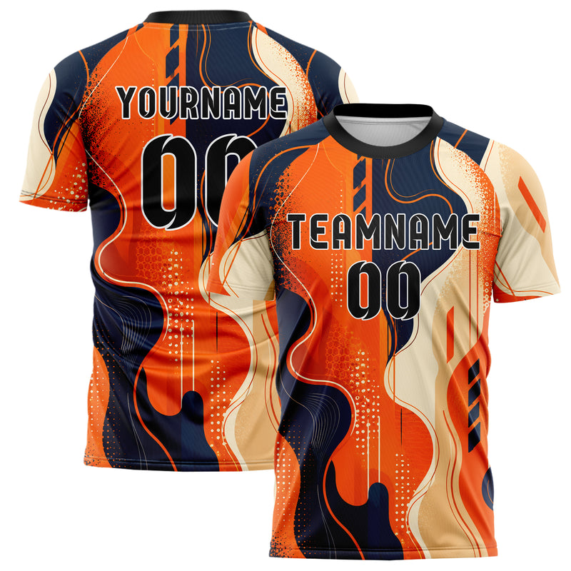 Bay Orange lebendiges abstrakte Linien Organic Blobs Outline Design 12-0420 individuelles Fußballtrikot main
