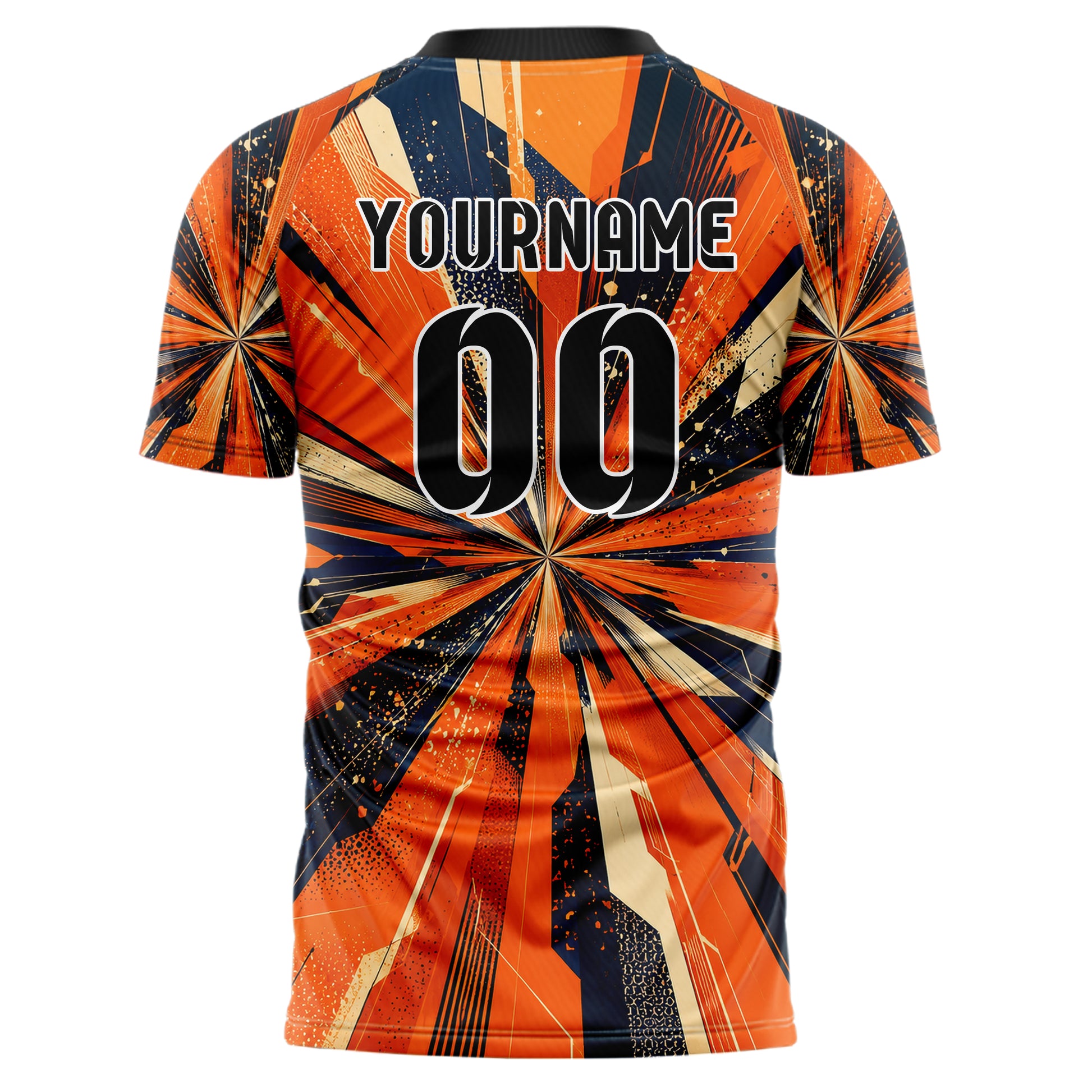 Bay Orange lebendiges abstrakte Linien Speckles Line Accents Design 12-0144 individuelles Fußballtrikot back