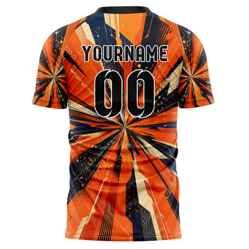 Bay Orange lebendiges abstrakte Linien Speckles Line Accents Design 12-0144 individuelles Fußballtrikot back