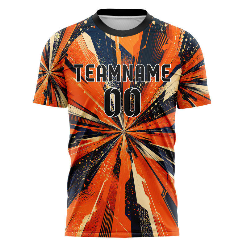 Bay Orange lebendiges abstrakte Linien Speckles Line Accents Design 12-0144 individuelles Fußballtrikot front