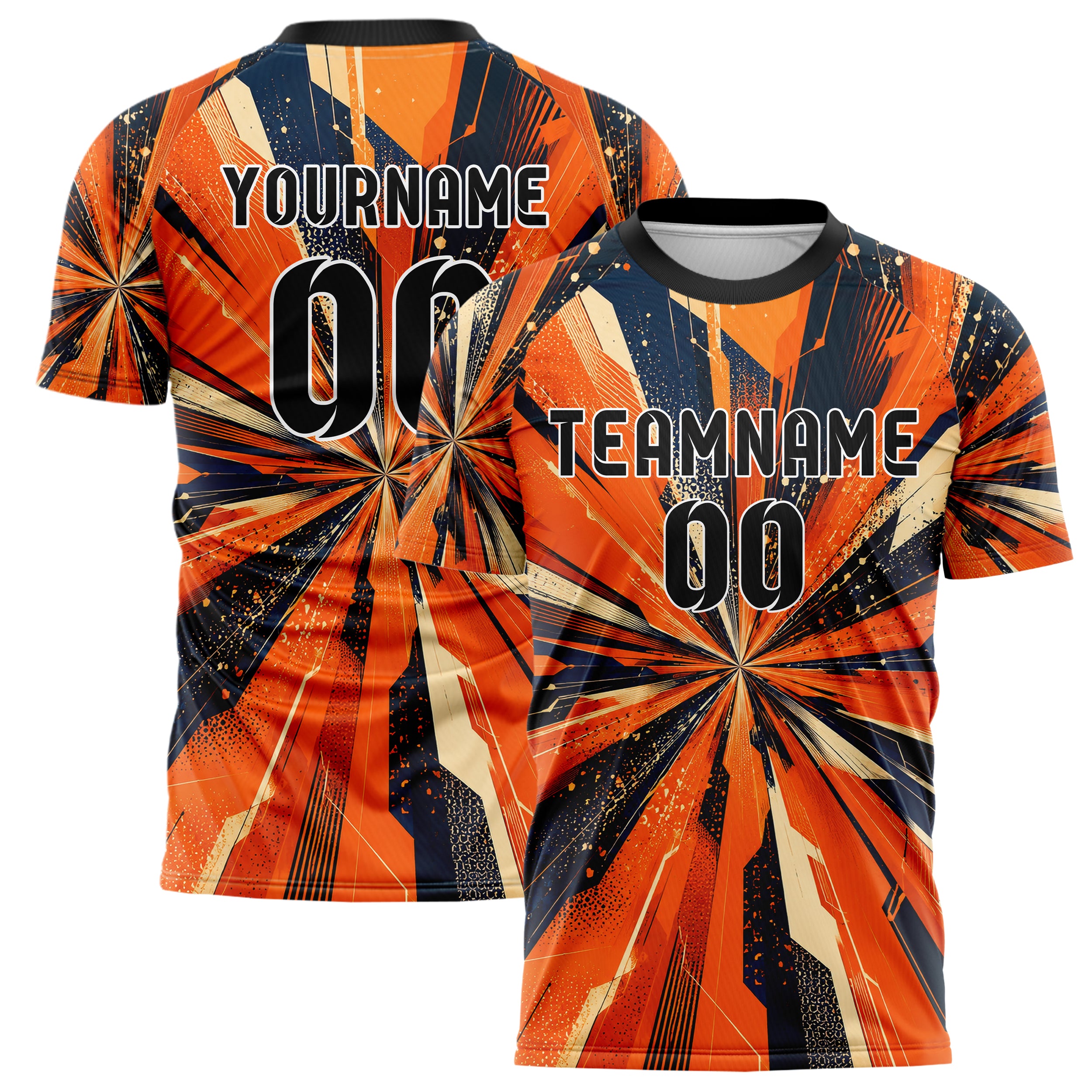 Bay Orange lebendiges abstrakte Linien Speckles Line Accents Design 12-0144 individuelles Fußballtrikot main