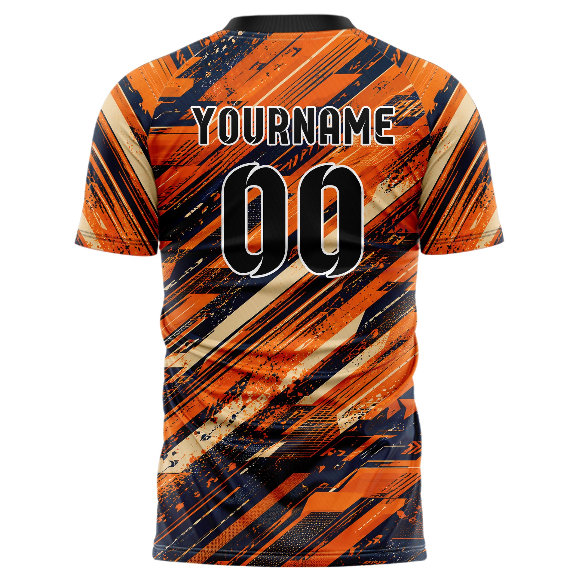 Bay Orange lebendiges abstrakte Linien Speckles Line Accents Design 12-0456 individuelles Fußballtrikot back