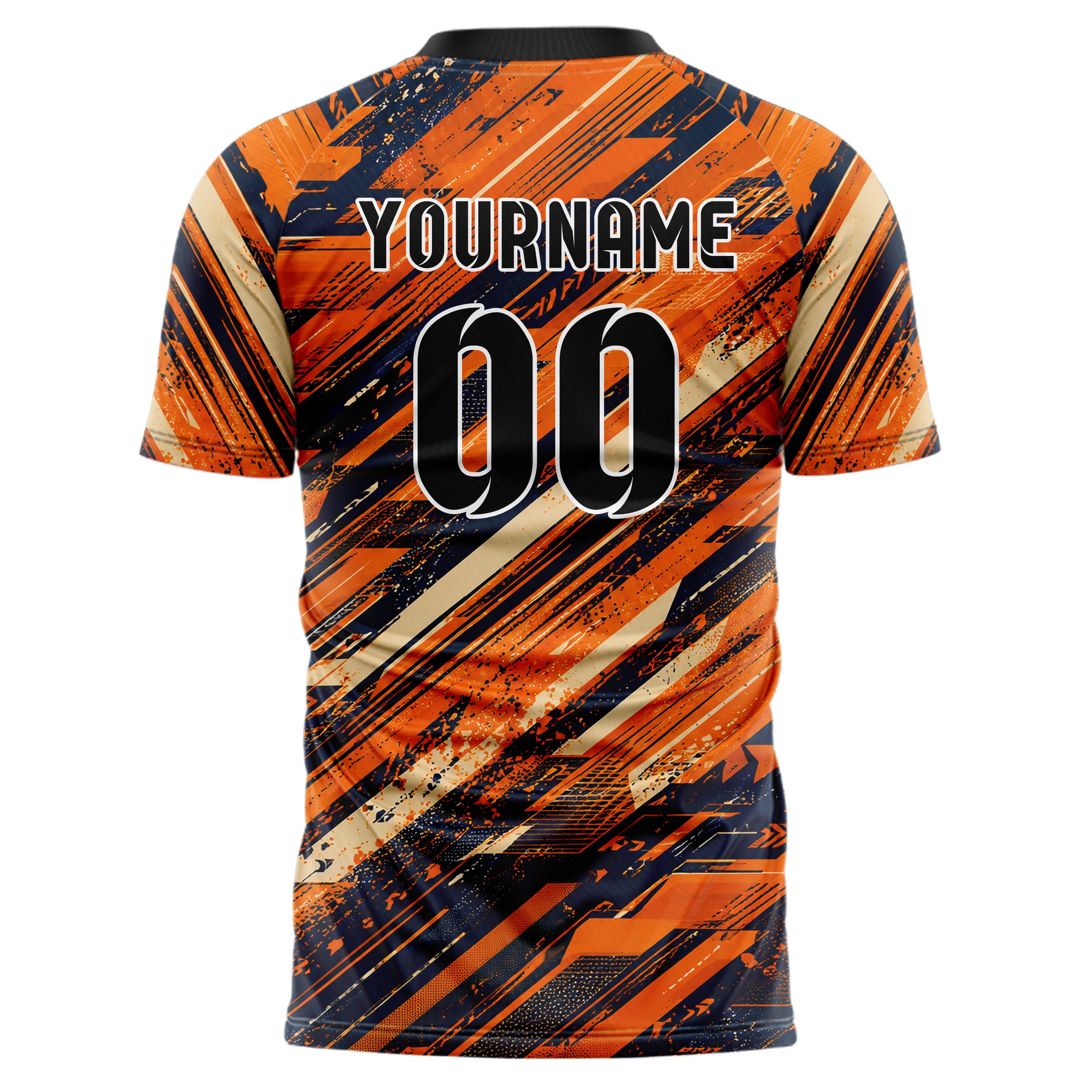 Bay Orange lebendiges abstrakte Linien Speckles Line Accents Design 12-0456 individuelles Fußballtrikot back