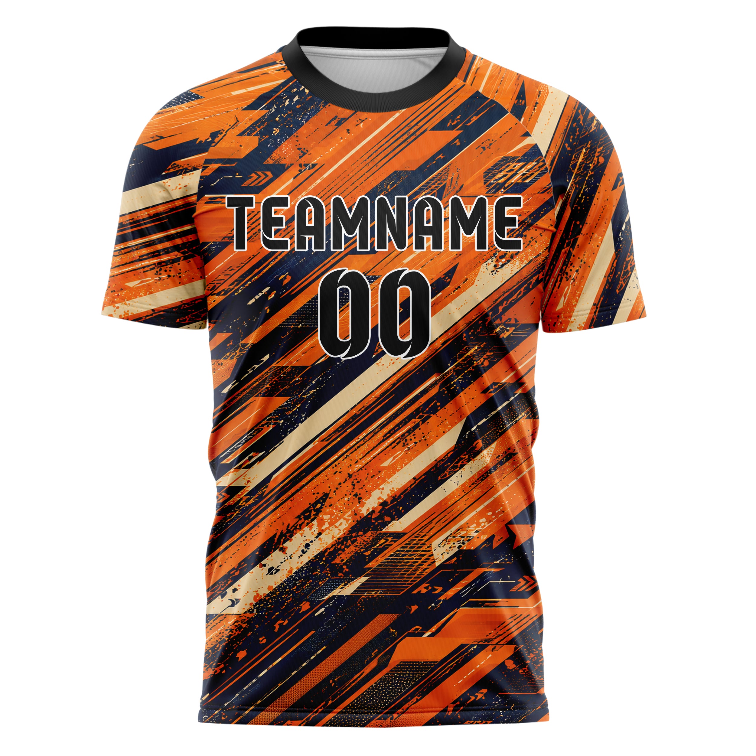 Bay Orange lebendiges abstrakte Linien Speckles Line Accents Design 12-0456 individuelles Fußballtrikot front