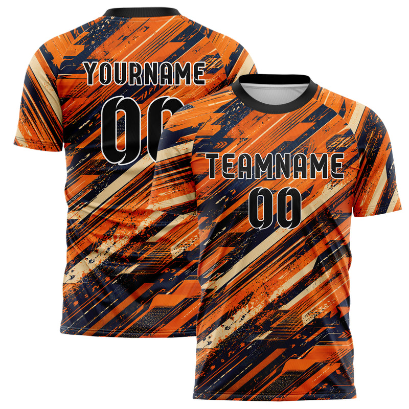 Bay Orange lebendiges abstrakte Linien Speckles Line Accents Design 12-0456 individuelles Fußballtrikot main
