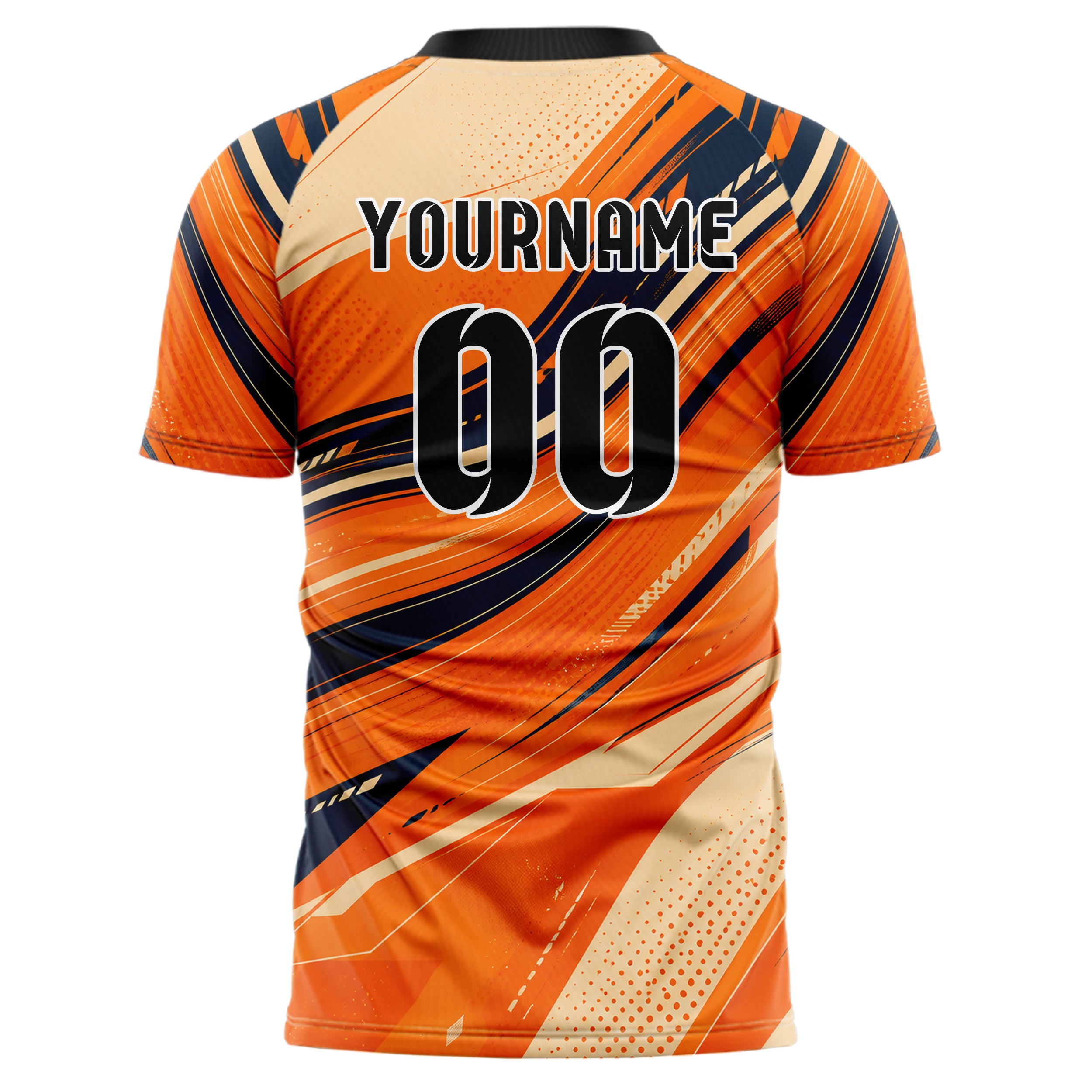 Bay Orange lebendiges abstrakte Linien wavy Parallel Curves Design 12-0246 individuelles Fußballtrikot back