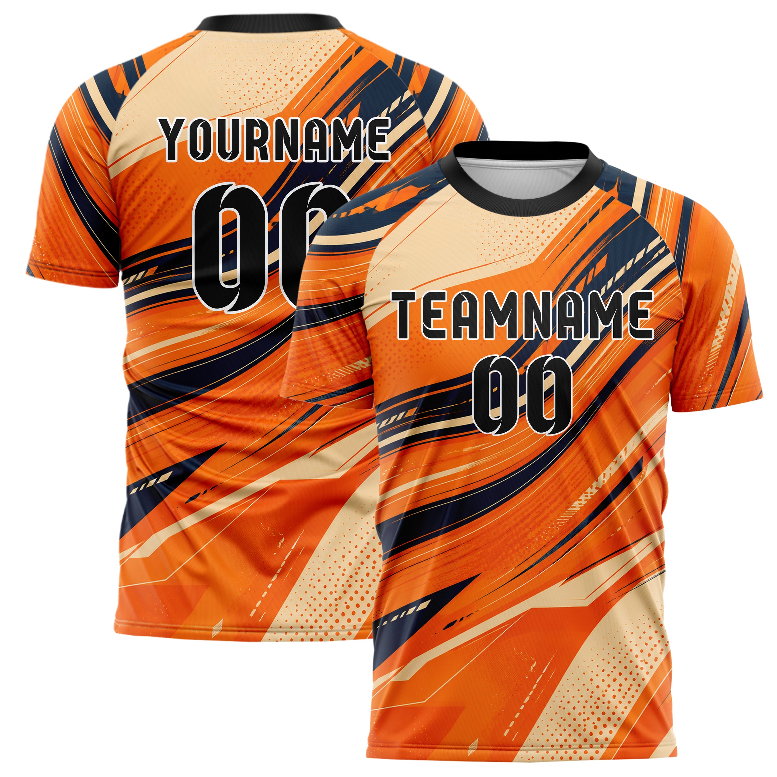 Bay Orange lebendiges abstrakte Linien wavy Parallel Curves Design 12-0246 individuelles Fußballtrikot main