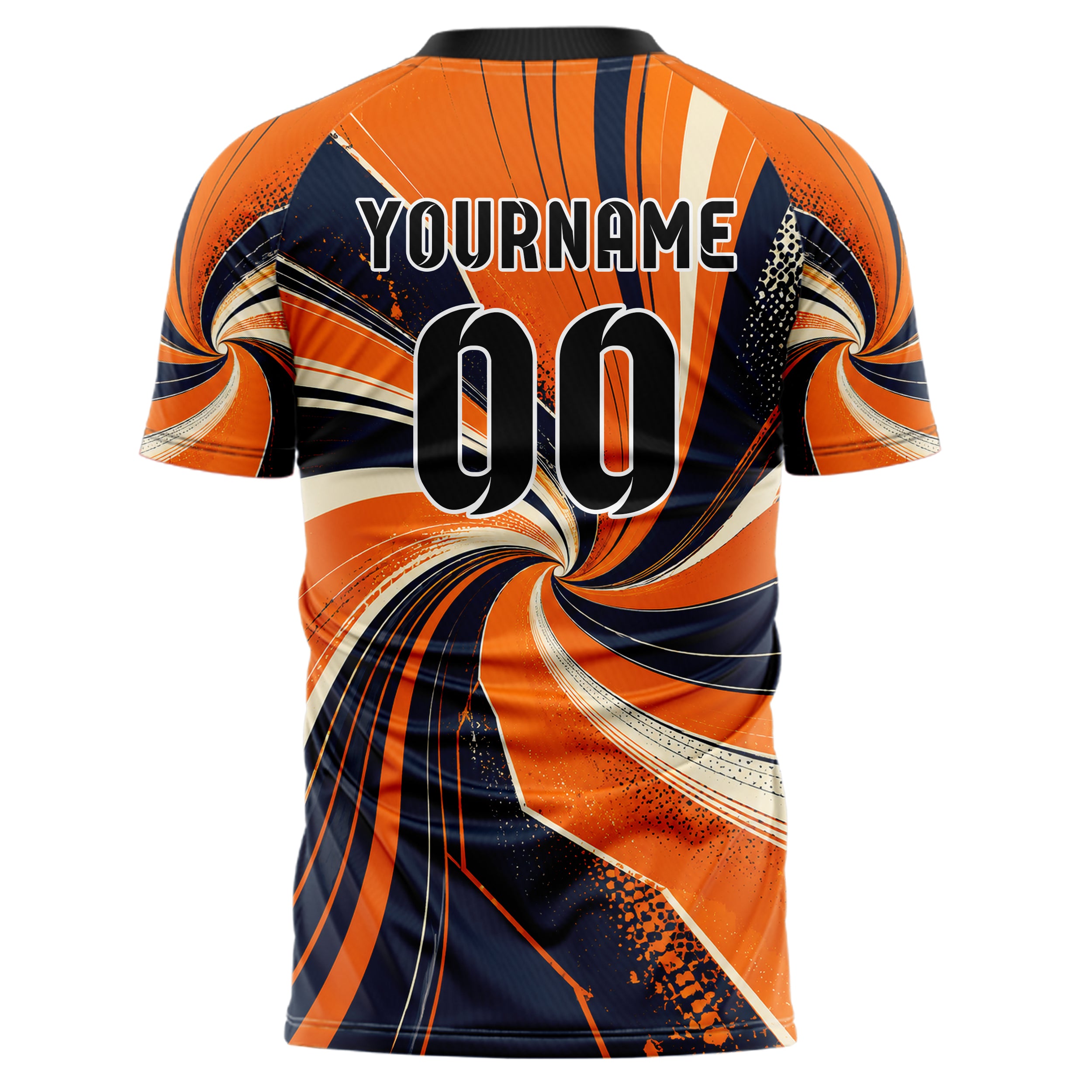 Bay Orange lebendiges abstrakte Linien wavy Parallel Curves Design 12-0462 individuelles Fußballtrikot back