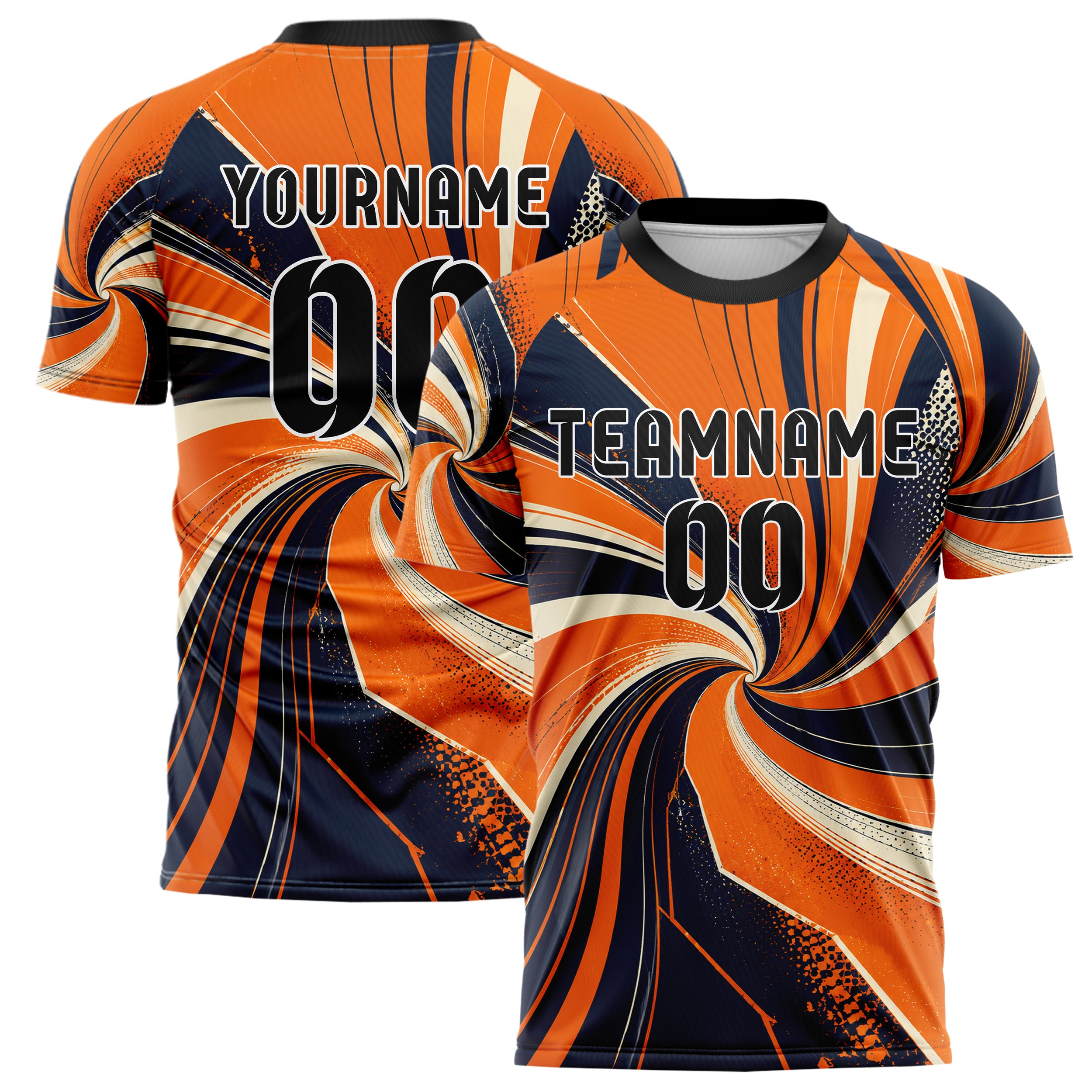 Bay Orange lebendiges abstrakte Linien wavy Parallel Curves Design 12-0462 individuelles Fußballtrikot main