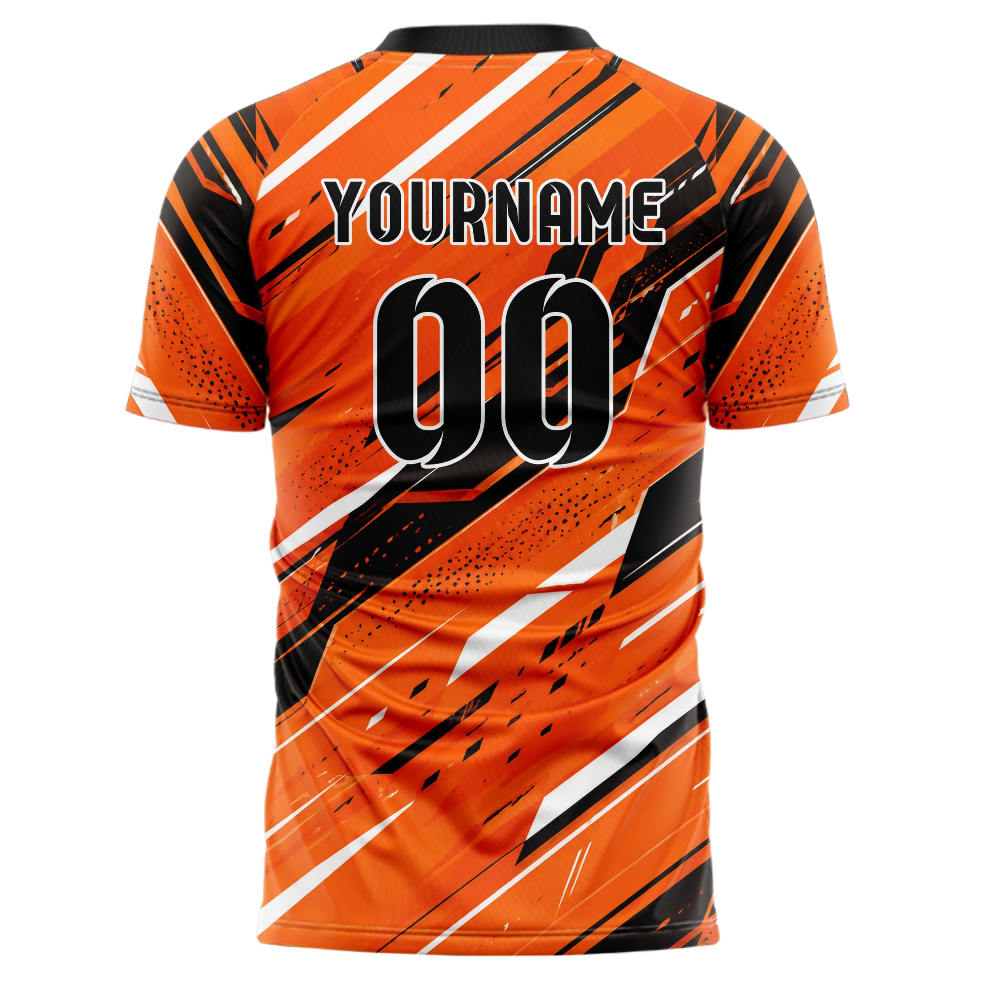Orange lebendiges abstrakte Linien asymmetrische Vector Panels Design 12-0361 individuelles Fußballtrikot back