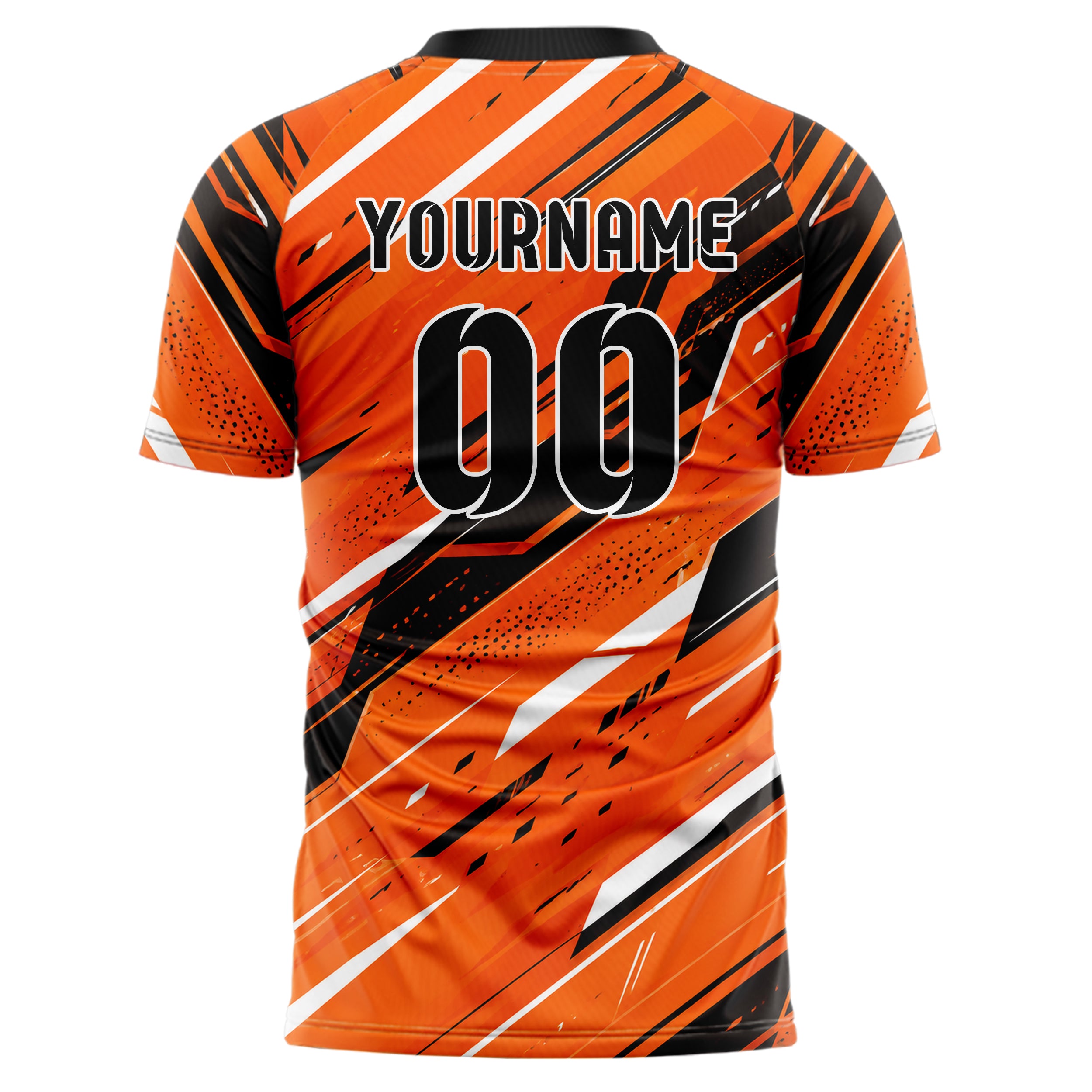 Orange lebendiges abstrakte Linien asymmetrische Vector Panels Design 12-0361 individuelles Fußballtrikot back