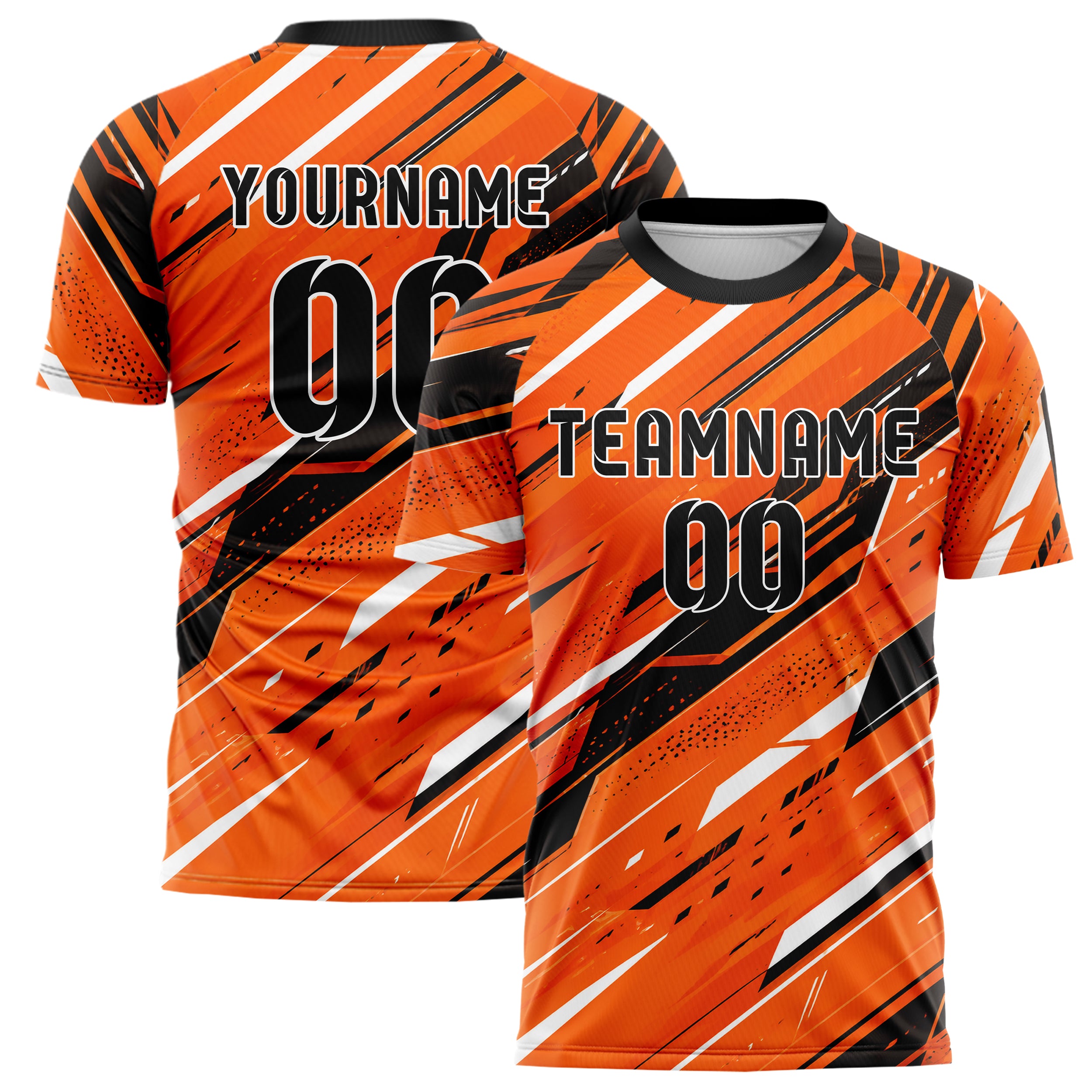 Orange lebendiges abstrakte Linien asymmetrische Vector Panels Design 12-0361 individuelles Fußballtrikot main