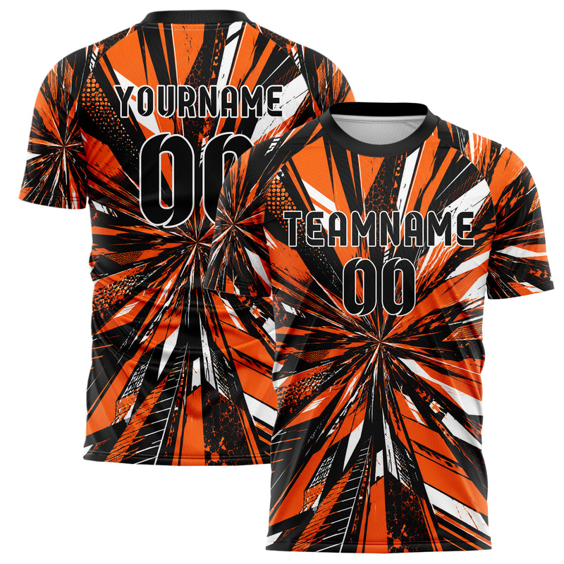 Orange lebendiges abstrakte Linien diagonale Streamlines Design 12-0043 individuelles Fußballtrikot main