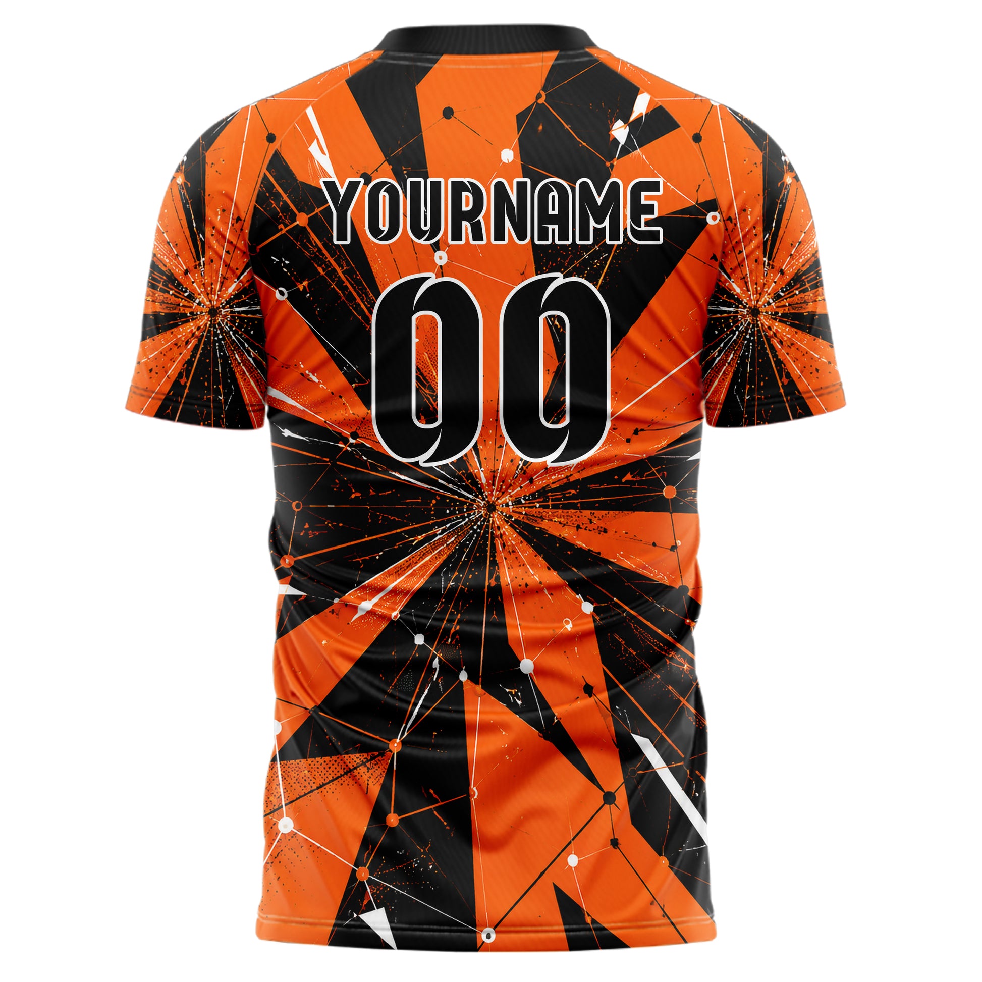Orange lebendiges abstrakte Linien Network Web Design 12-0367 individuelles Fußballtrikot back