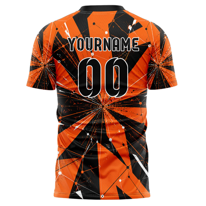 Orange lebendiges abstrakte Linien Network Web Design 12-0367 individuelles Fußballtrikot back