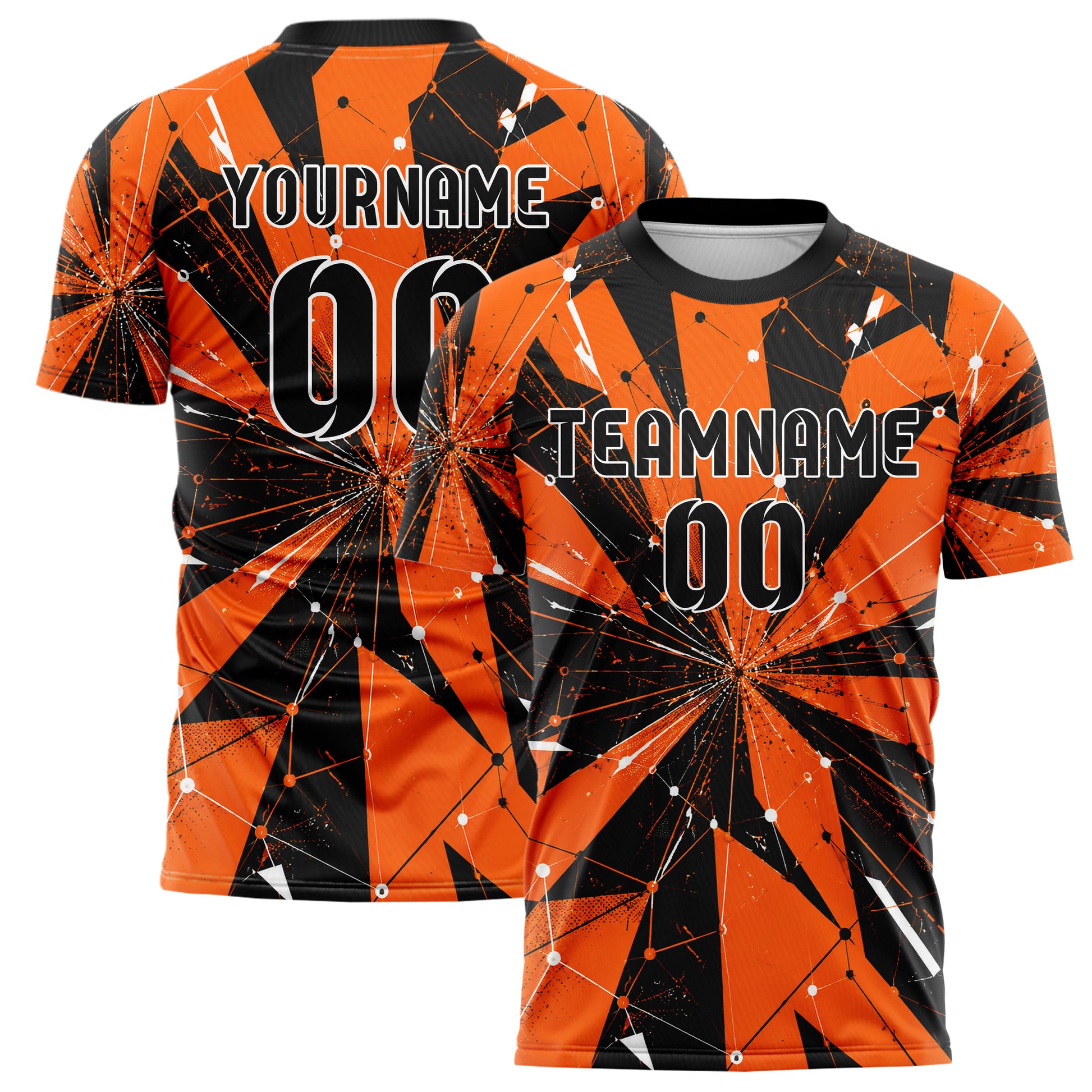 Orange lebendiges abstrakte Linien Network Web Design 12-0367 individuelles Fußballtrikot main