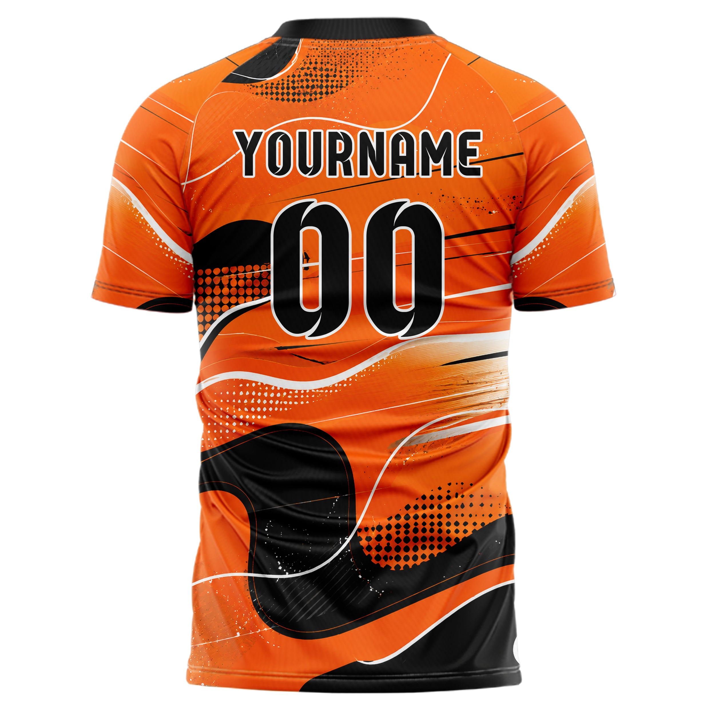 Orange lebendiges abstrakte Linien Organic Blobs Outline Design 12-0556 individuelles Fußballtrikot back