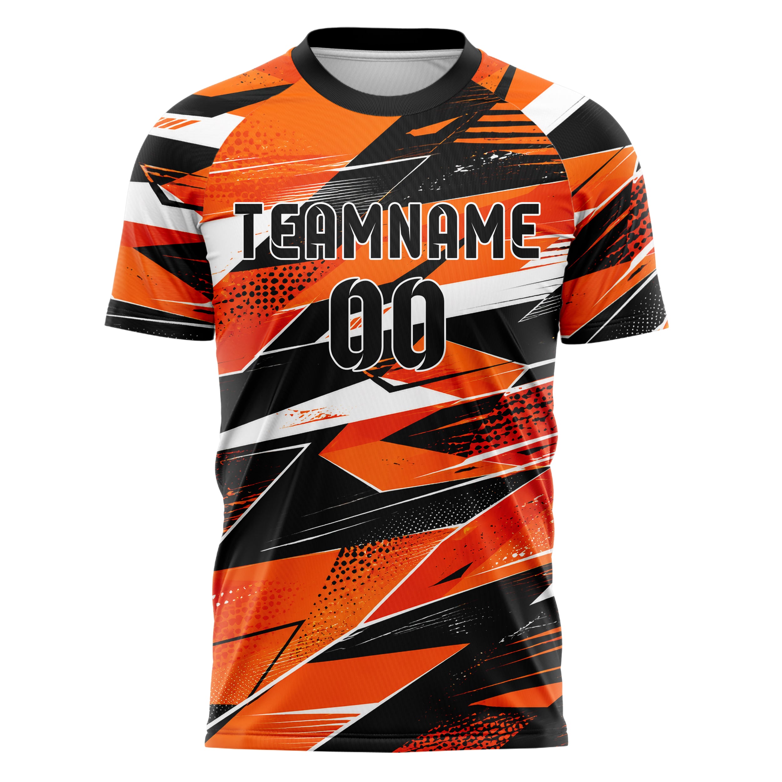 Orange lebendiges abstrakte Linien Polygon Shards Design 12-0610 individuelles Fußballtrikot front