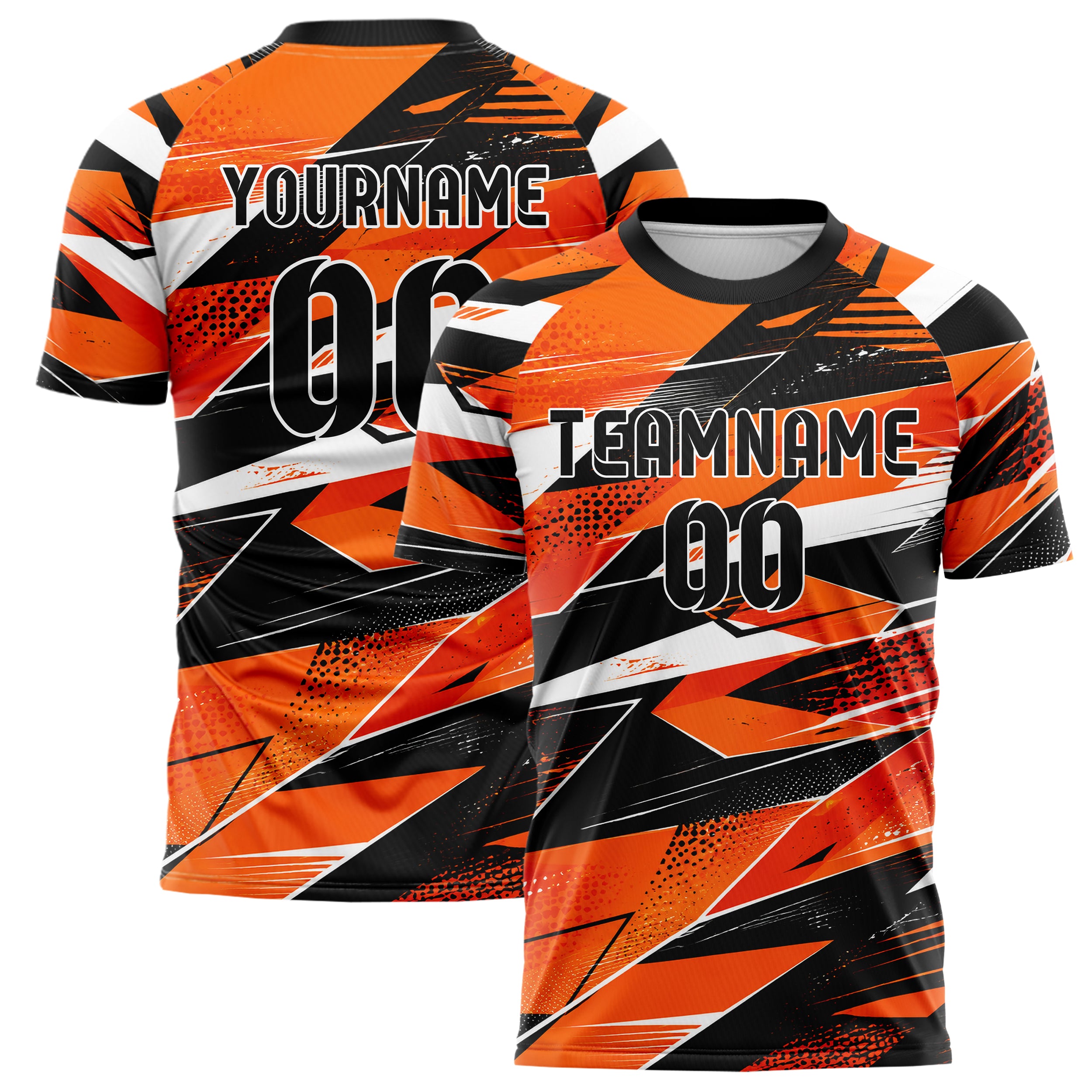 Orange lebendiges abstrakte Linien Polygon Shards Design 12-0610 individuelles Fußballtrikot main