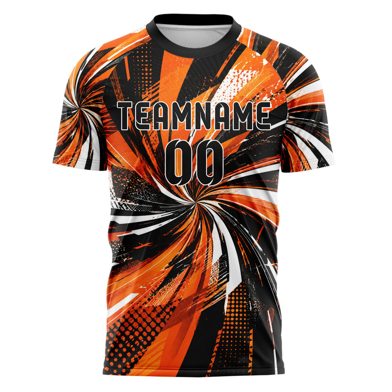 Orange lebendiges abstrakte Linien Speckles Line Accents Design 12-0064 individuelles Fußballtrikot front