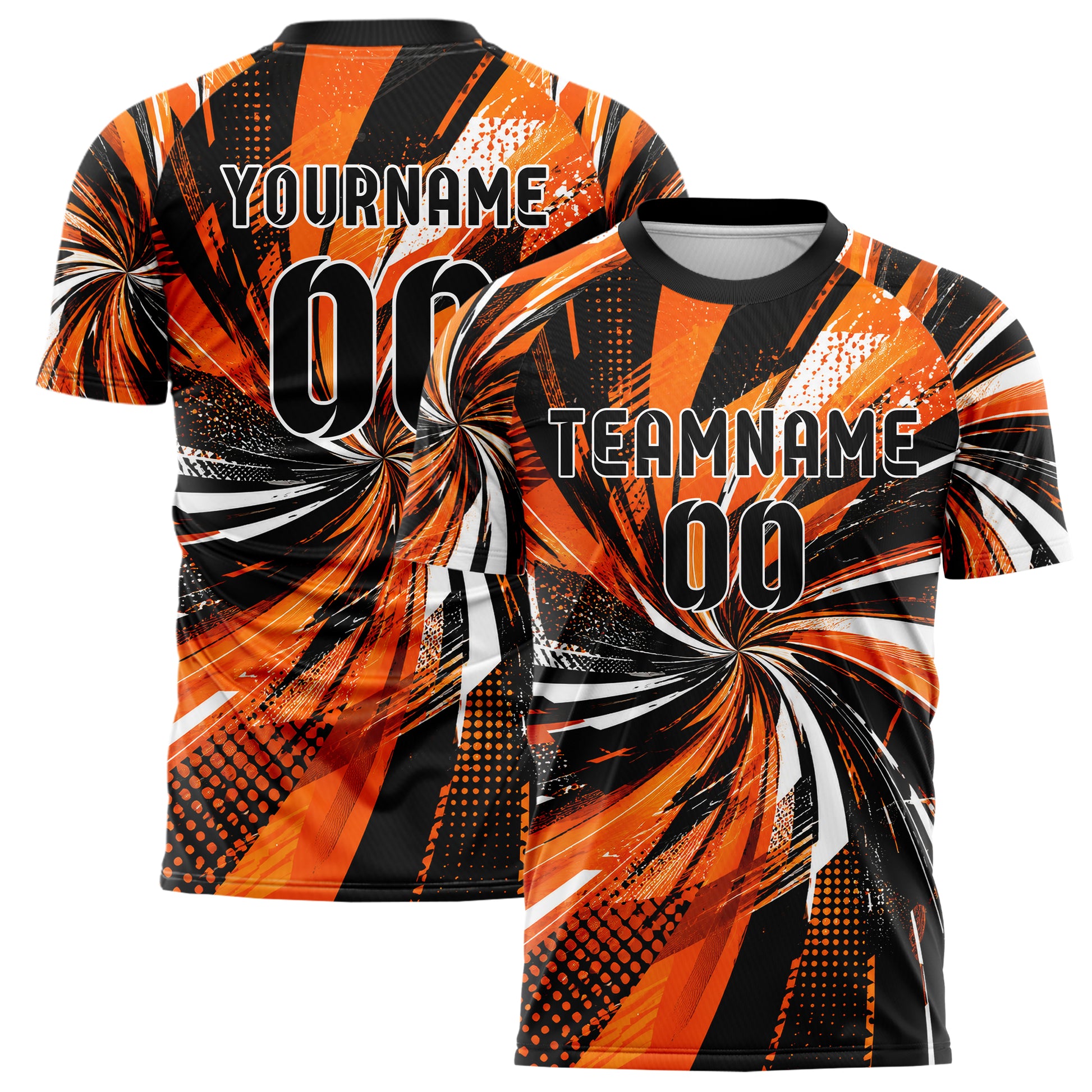 Orange lebendiges abstrakte Linien Speckles Line Accents Design 12-0064 individuelles Fußballtrikot main