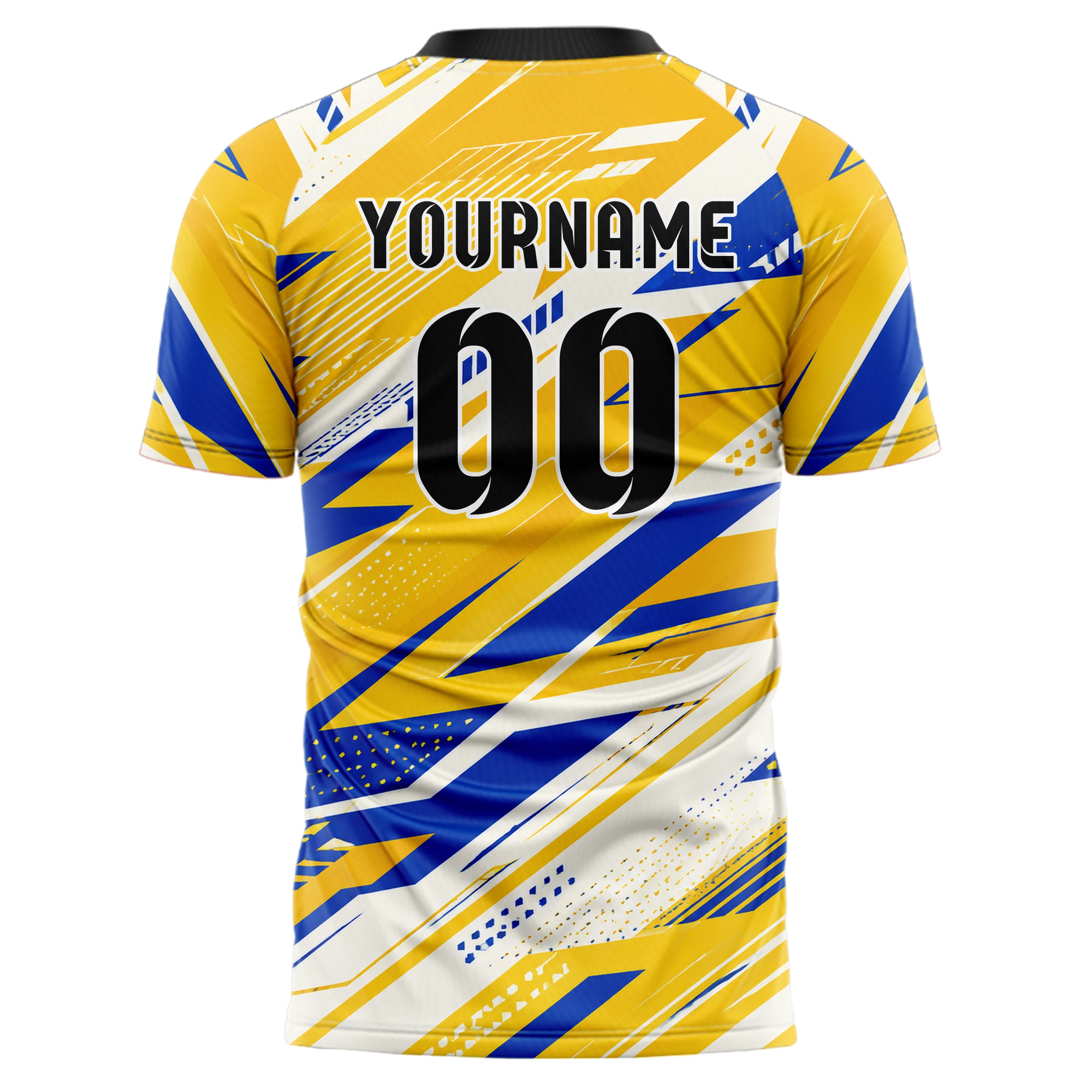 Gold klassisches abstrakte Linien asymmetrische Vector Panels Design 12-0369 individuelles Fußballtrikot back