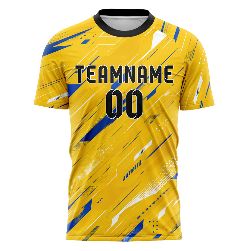Gold klassisches abstrakte Linien diagonale Streamlines Design 12-0579 individuelles Fußballtrikot front