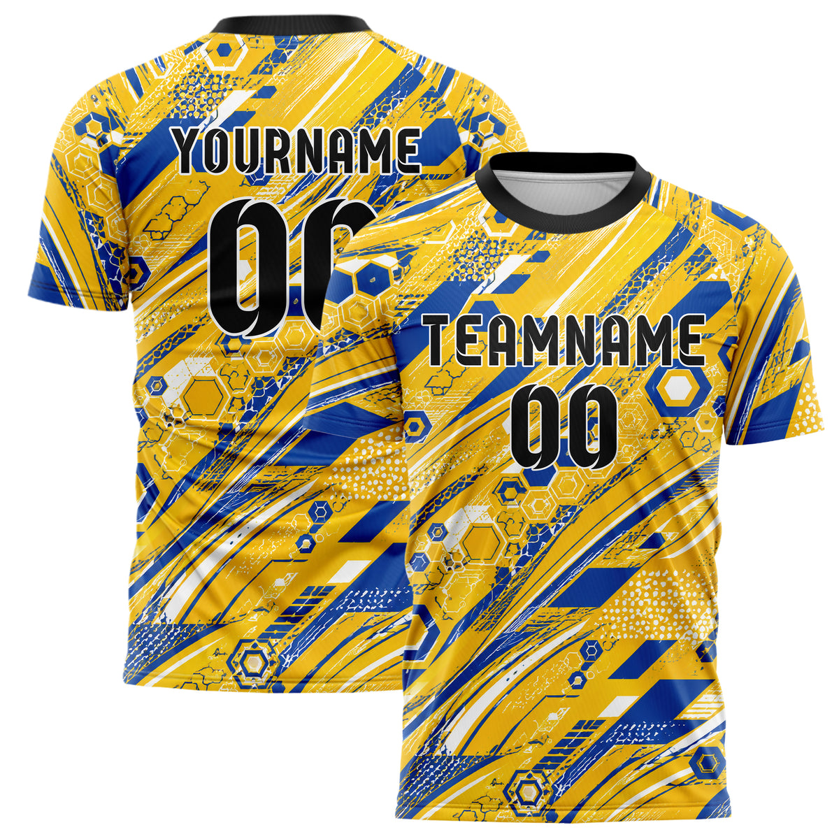 Gold klassisches abstrakte Linien Hexagons Curve Lines Design 12-0093 individuelles Fußballtrikot main
