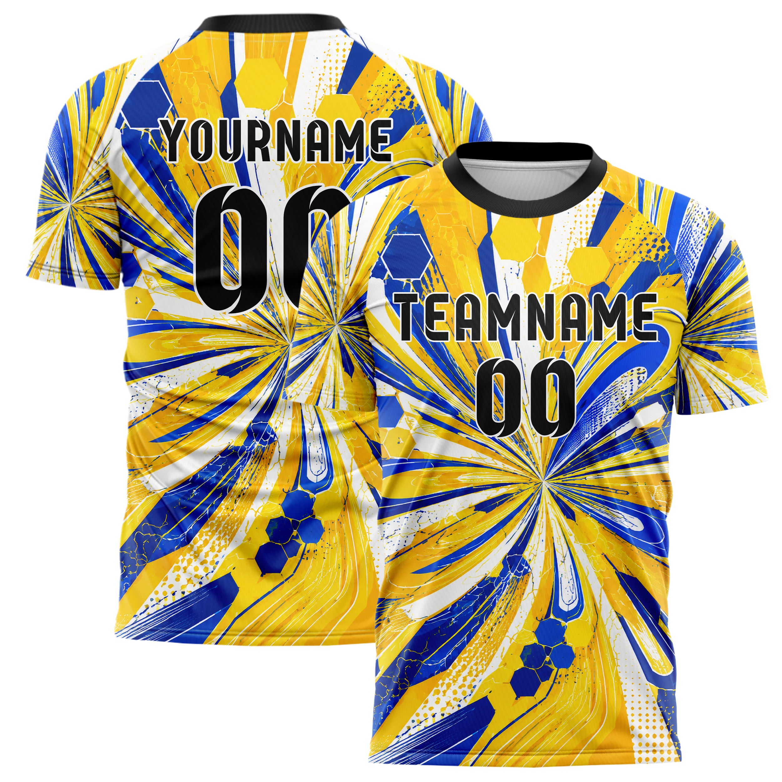 Gold klassisches abstrakte Linien Hexagons Curve Lines Design 12-0141 individuelles Fußballtrikot main