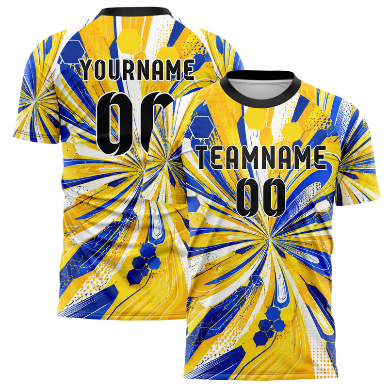 Gold klassisches abstrakte Linien Hexagons Curve Lines Design 12-0141 individuelles Fußballtrikot main