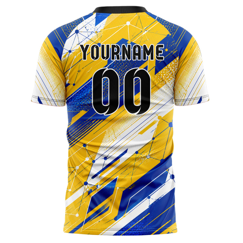 Gold klassisches abstrakte Linien Network Web Design 12-0279 individuelles Fußballtrikot back