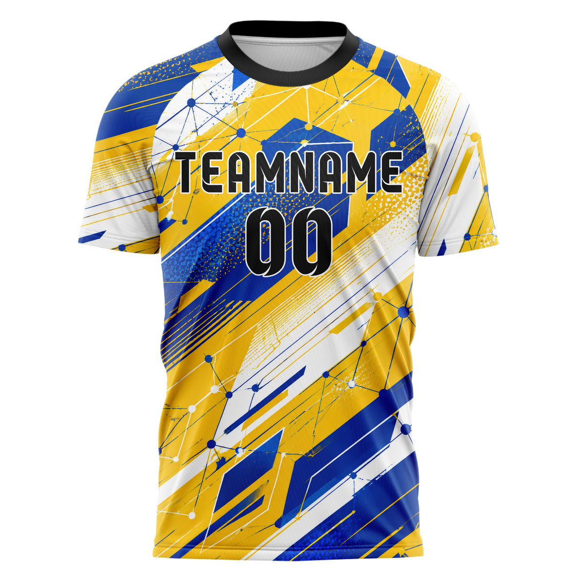Gold klassisches abstrakte Linien Network Web Design 12-0279 individuelles Fußballtrikot front