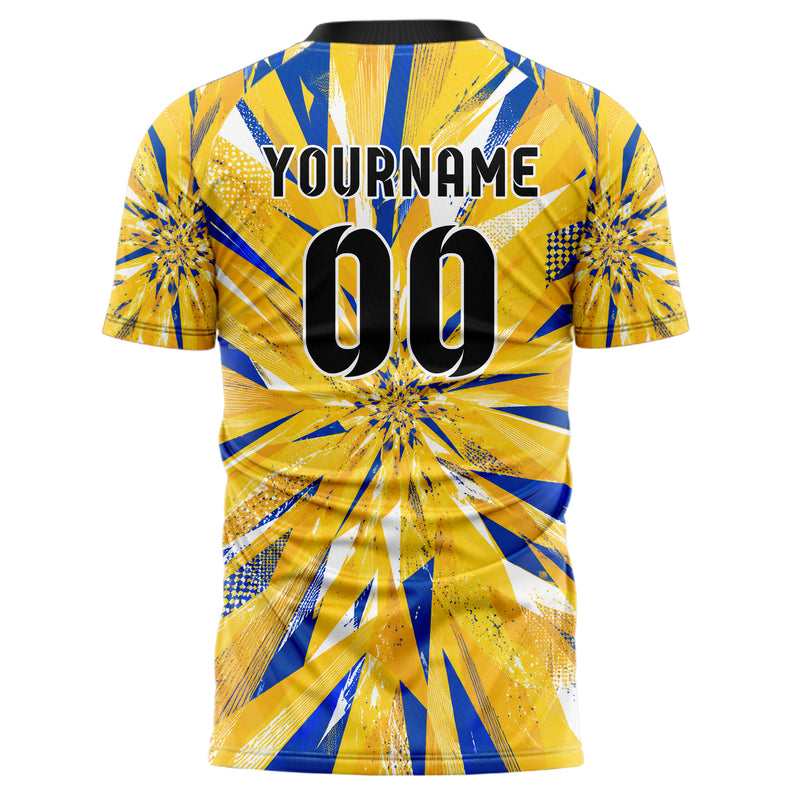Gold klassisches abstrakte Linien Polygon Shards Design 12-0450 individuelles Fußballtrikot back