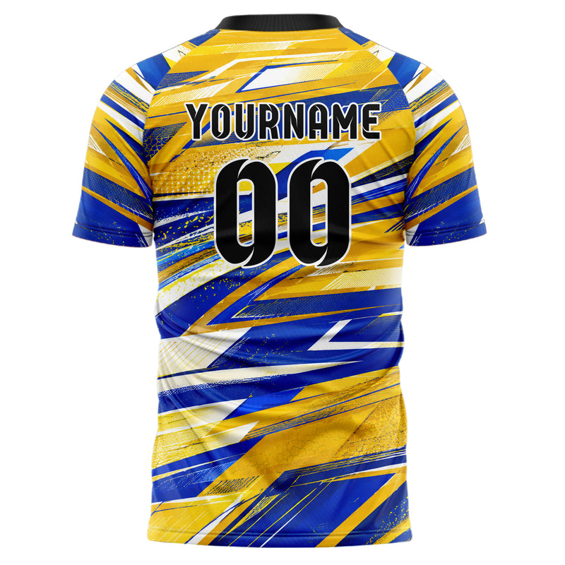 Gold klassisches abstrakte Linien Speckles Line Accents Design 12-0480 individuelles Fußballtrikot back