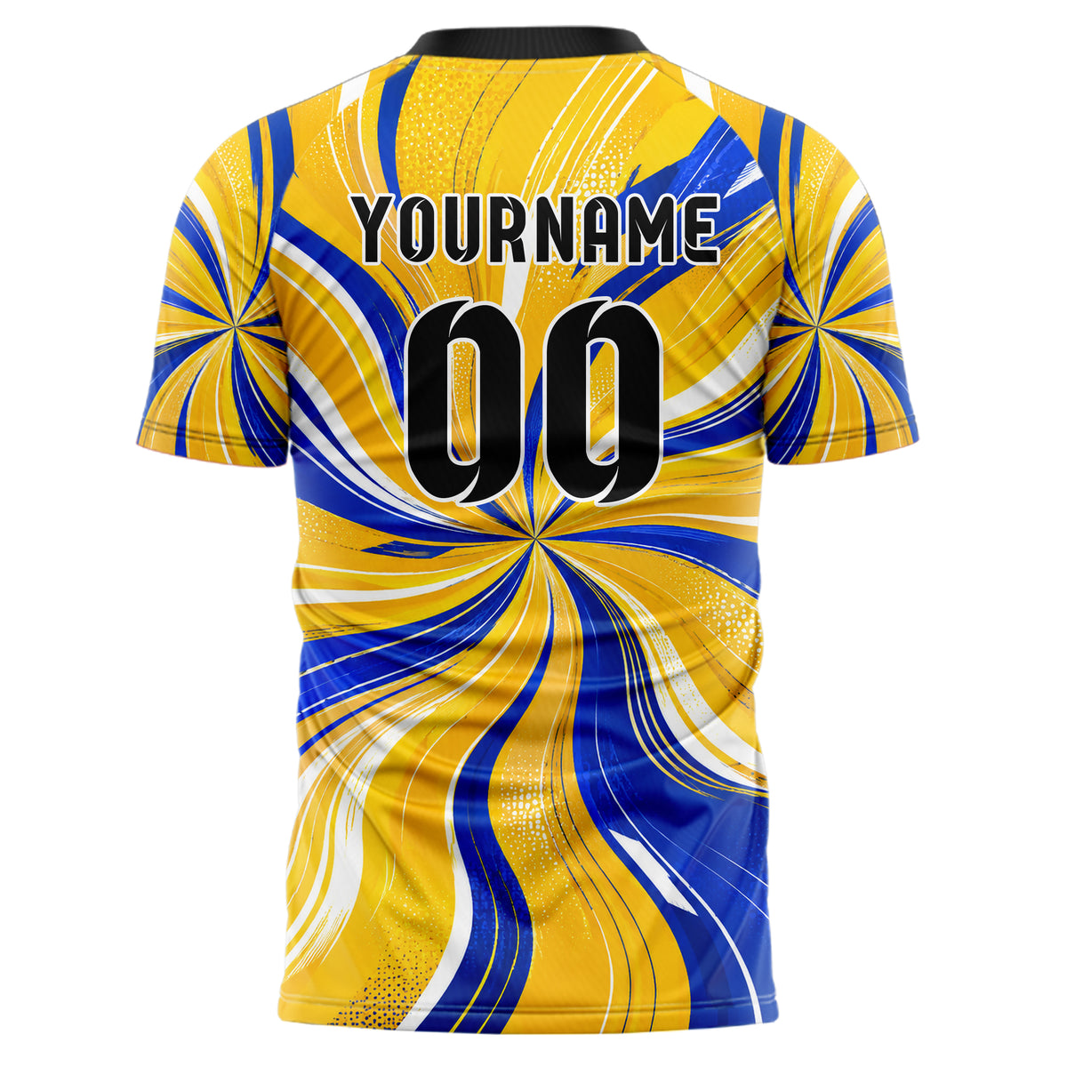 Gold klassisches abstrakte Linien wavy Parallel Curves Design 12-0558 individuelles Fußballtrikot back