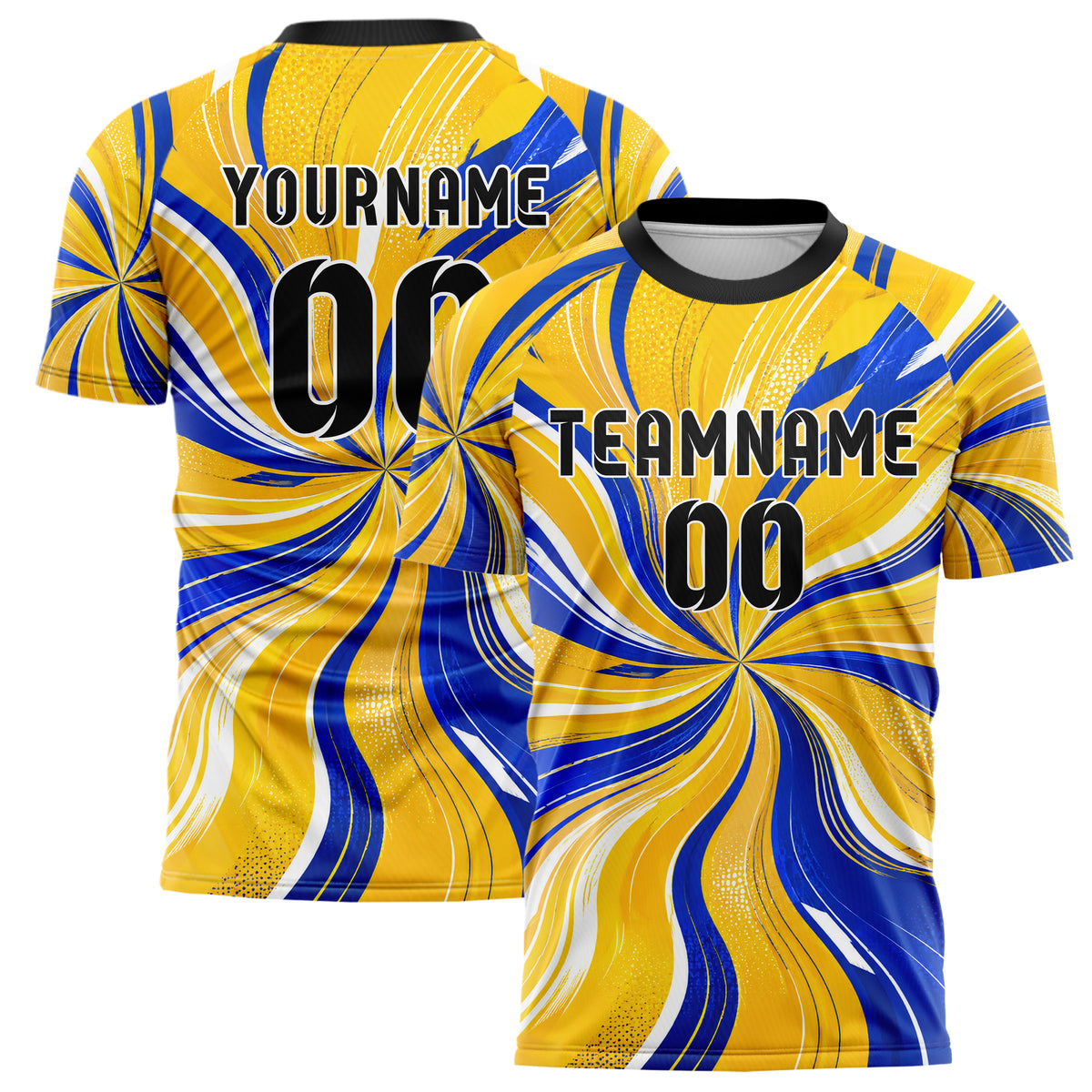 Gold klassisches abstrakte Linien wavy Parallel Curves Design 12-0558 individuelles Fußballtrikot main