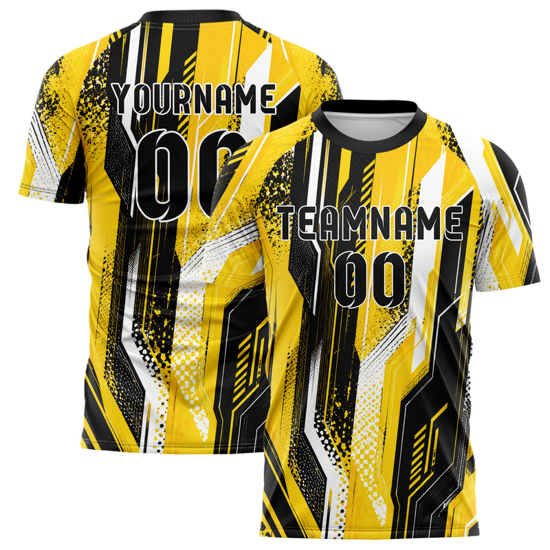 Gelb lebendiges abstrakte Linien asymmetrische Vector Panels Design 12-0497 individuelles Fußballtrikot main