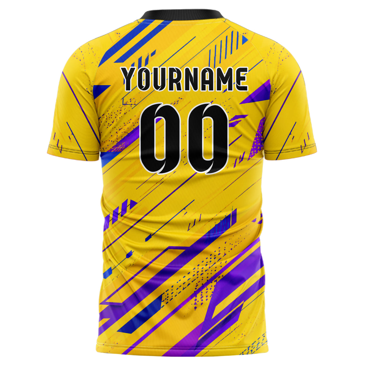 Gelb lebendiges abstrakte Linien asymmetrische Vector Panels Design 12-0505 individuelles Fußballtrikot back