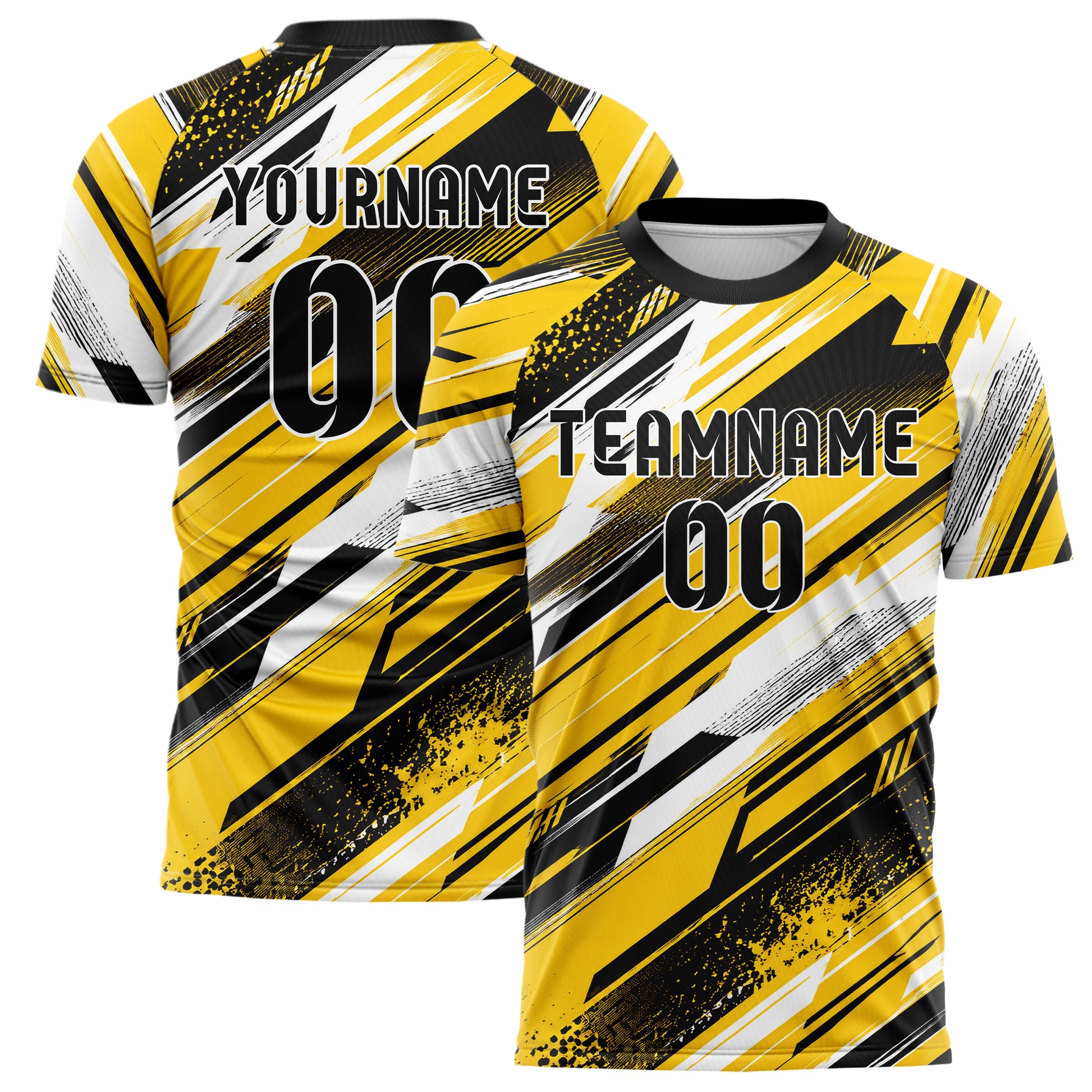 Gelb lebendiges abstrakte Linien diagonale Streamlines Design 12-0107 individuelles Fußballtrikot main