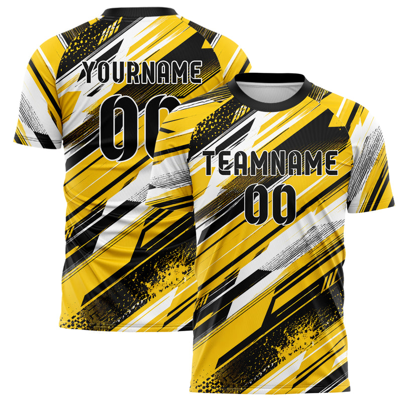 Gelb lebendiges abstrakte Linien diagonale Streamlines Design 12-0107 individuelles Fußballtrikot main