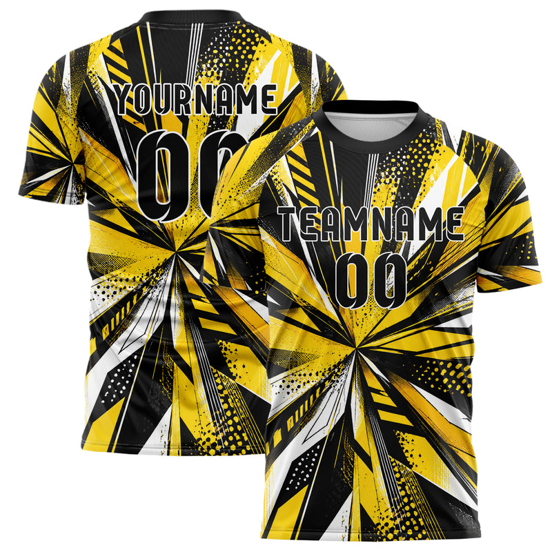 Gelb lebendiges abstrakte Linien diagonale Streamlines Design 12-0251 individuelles Fußballtrikot main