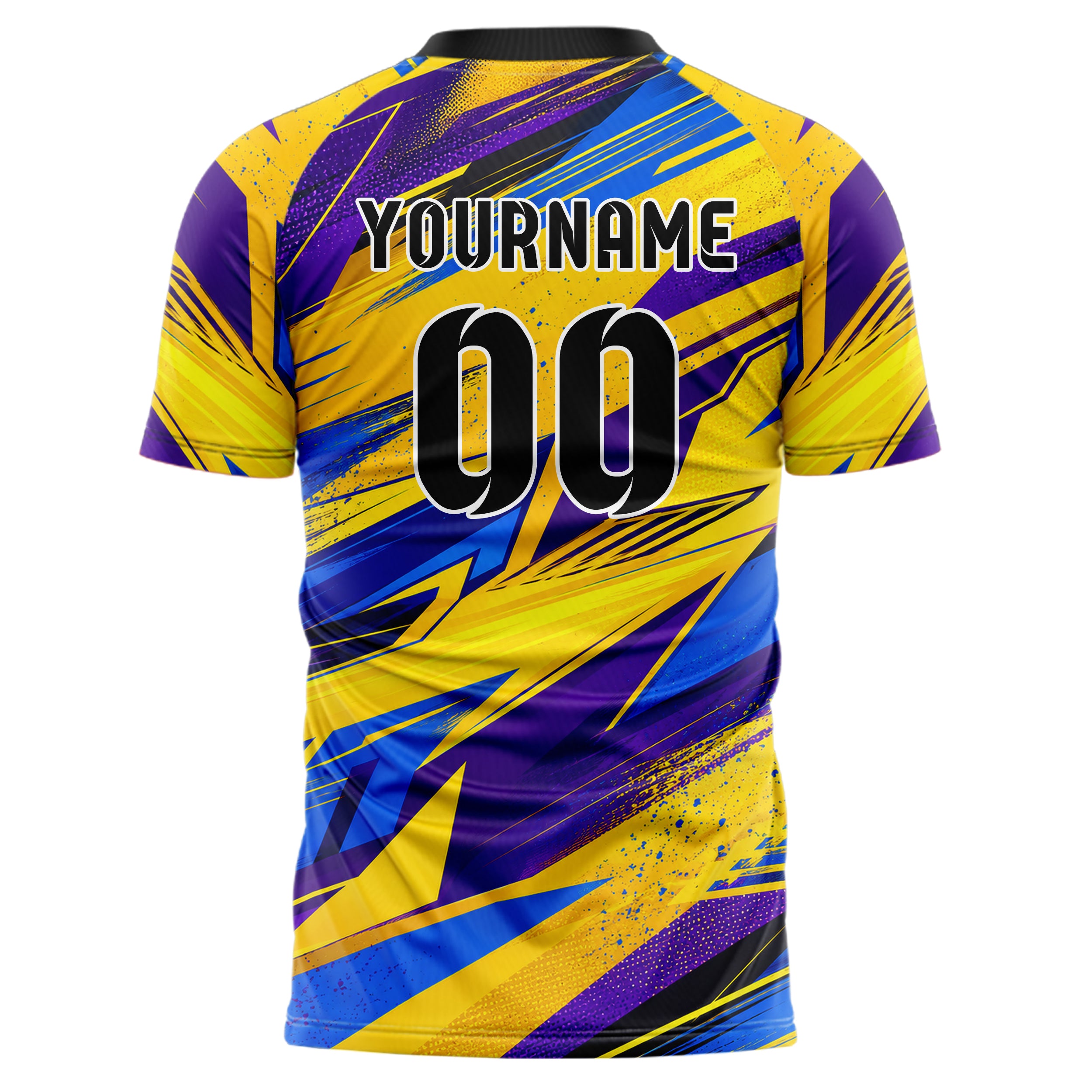 Gelb lebendiges abstrakte Linien diagonale Streamlines Design 12-0571 individuelles Fußballtrikot back