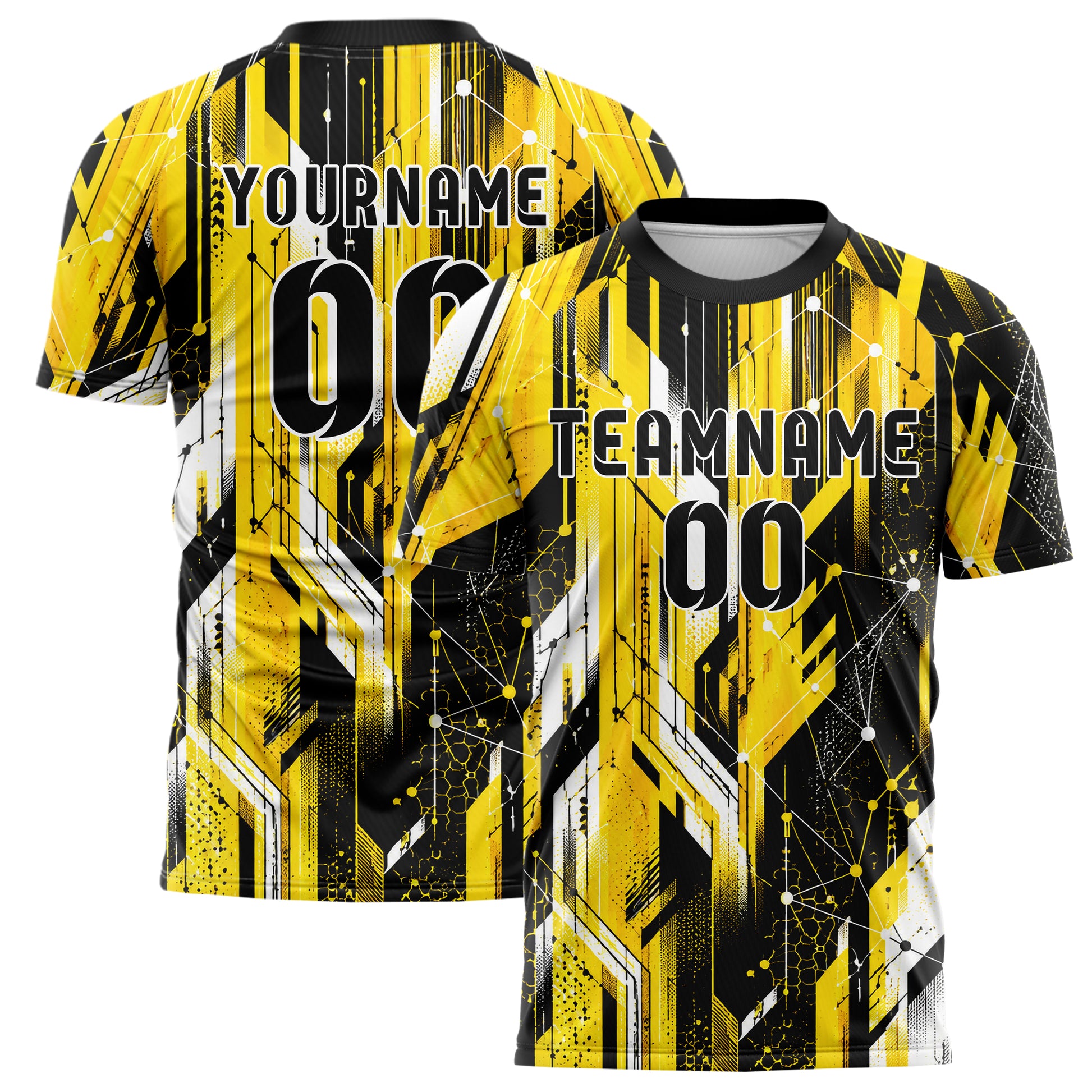 Gelb lebendiges abstrakte Linien Network Web Design 12-0119 individuelles Fußballtrikot main