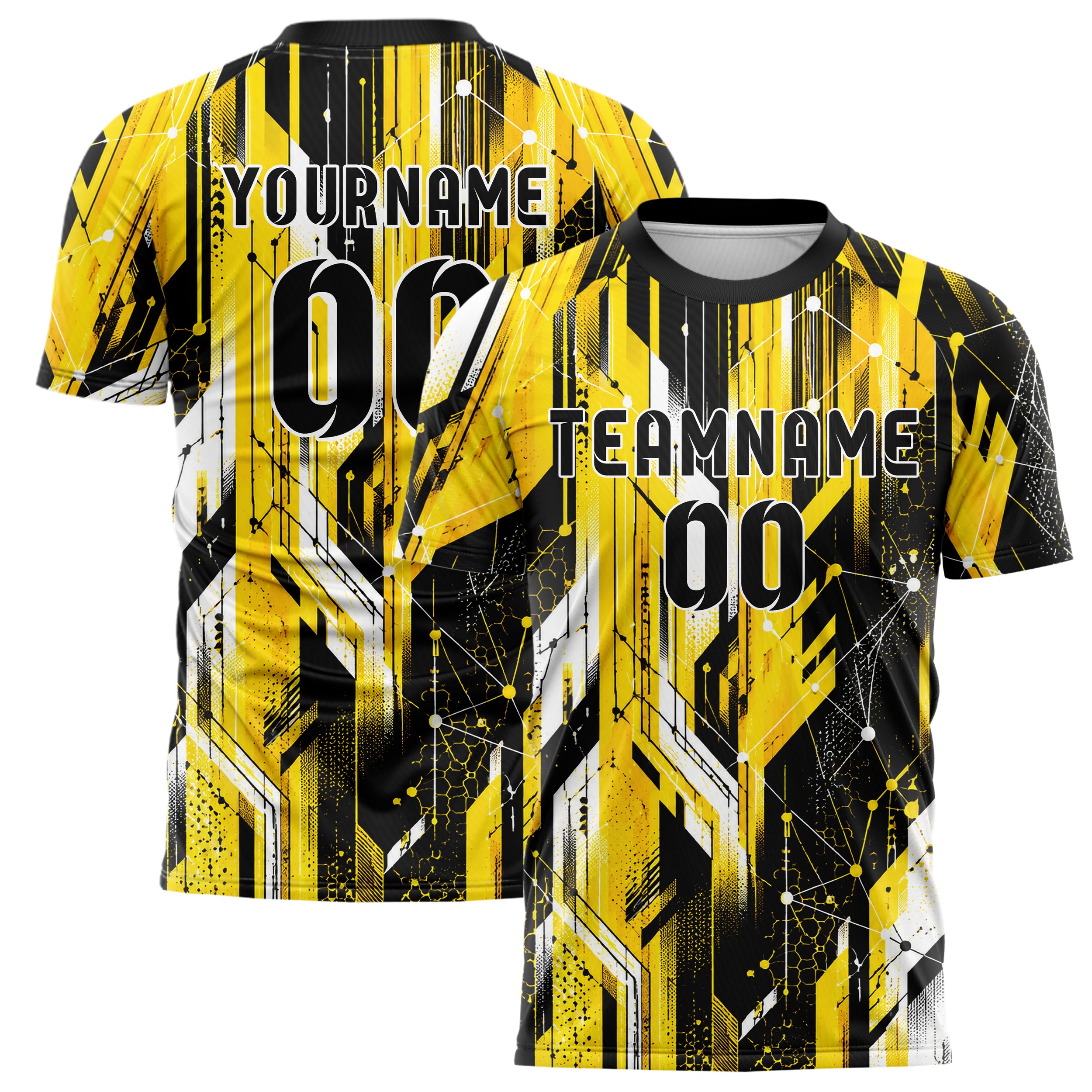 Gelb lebendiges abstrakte Linien Network Web Design 12-0119 individuelles Fußballtrikot main