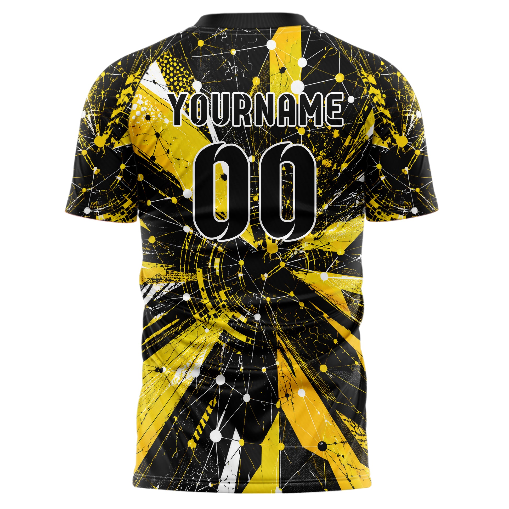 Gelb lebendiges abstrakte Linien Network Web Design 12-0479 individuelles Fußballtrikot back