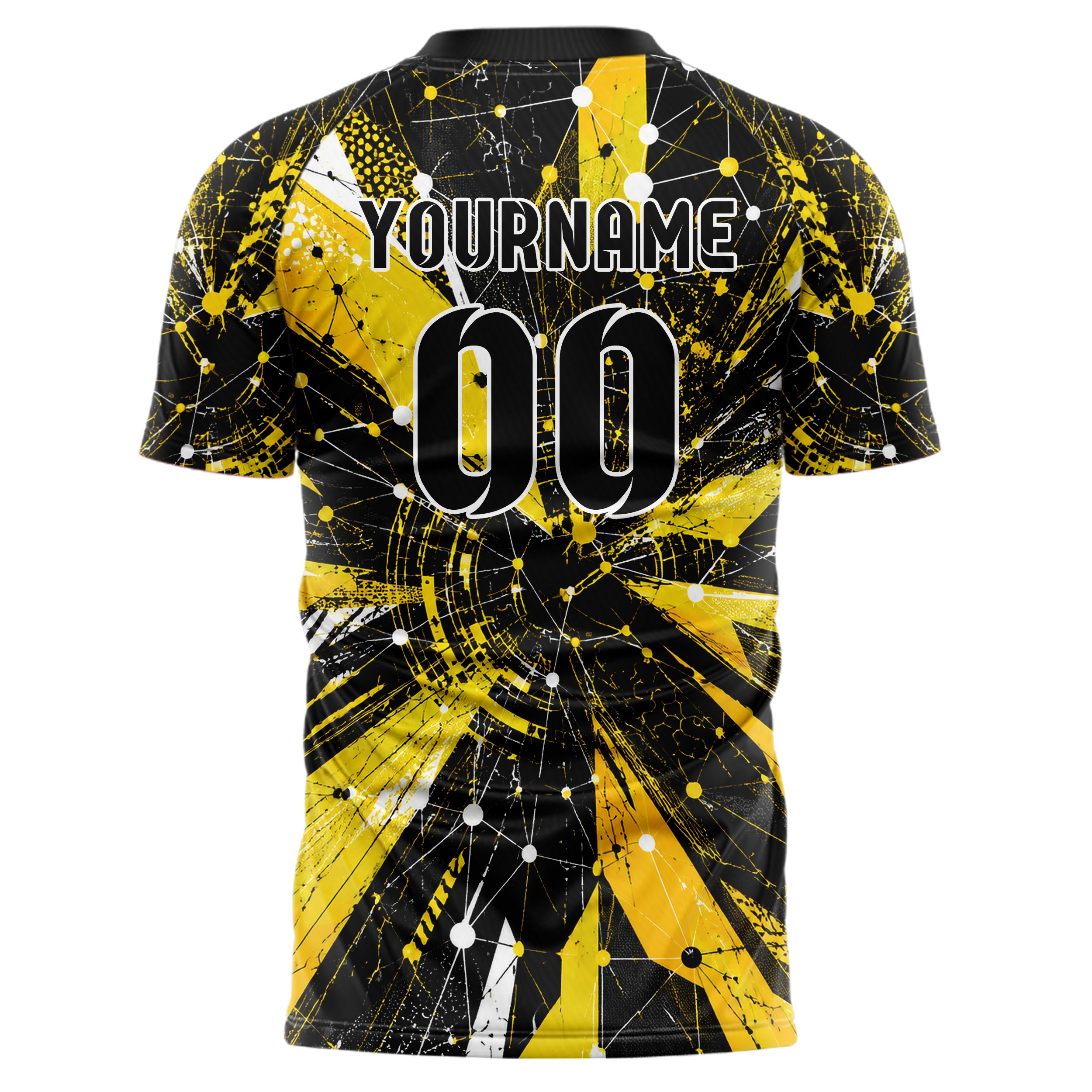 Gelb lebendiges abstrakte Linien Network Web Design 12-0479 individuelles Fußballtrikot back