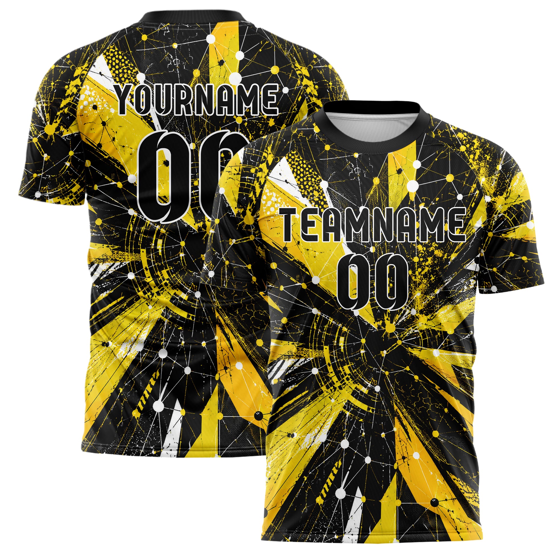 Gelb lebendiges abstrakte Linien Network Web Design 12-0479 individuelles Fußballtrikot main